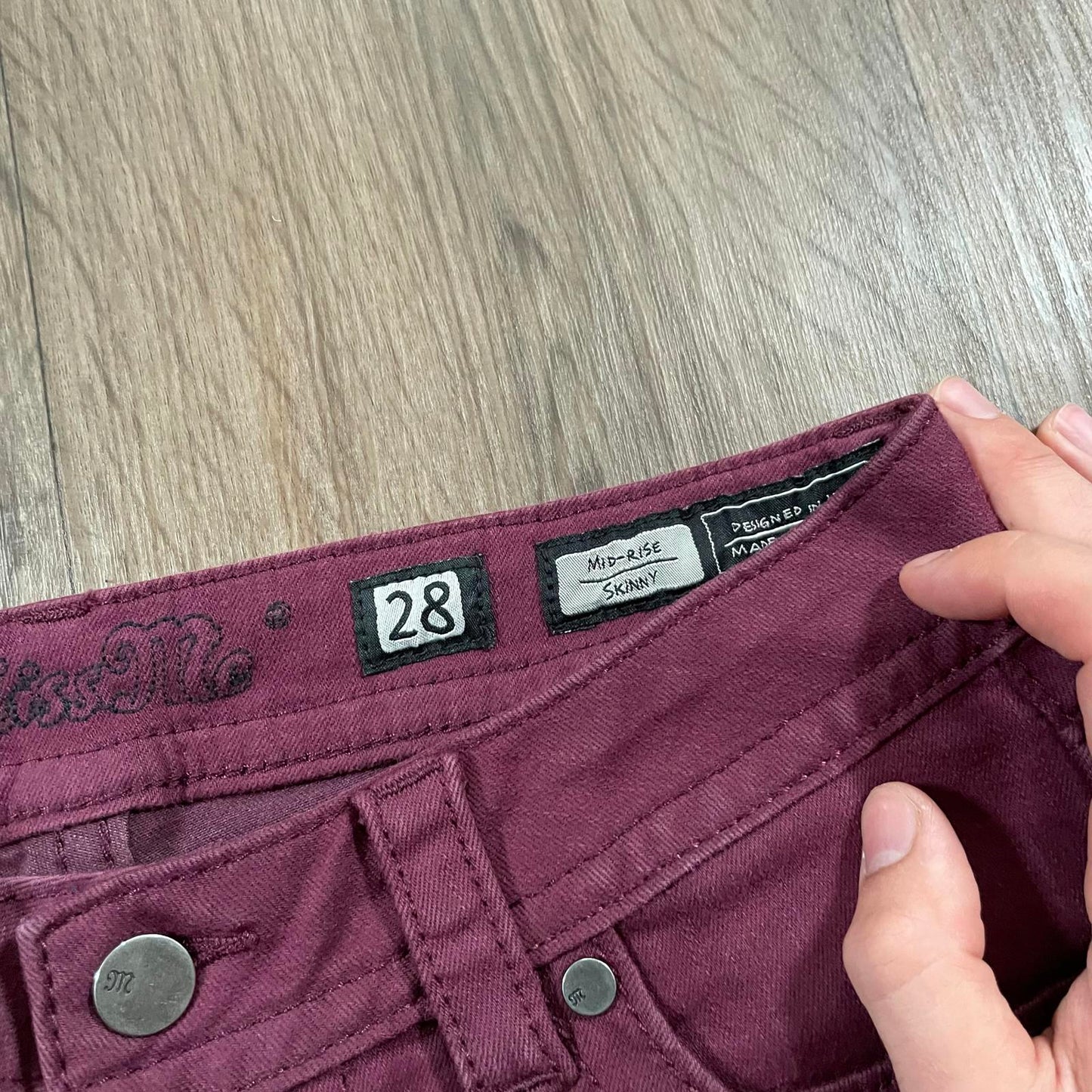 Miss Me Burgundy Mini Shorts Y2K