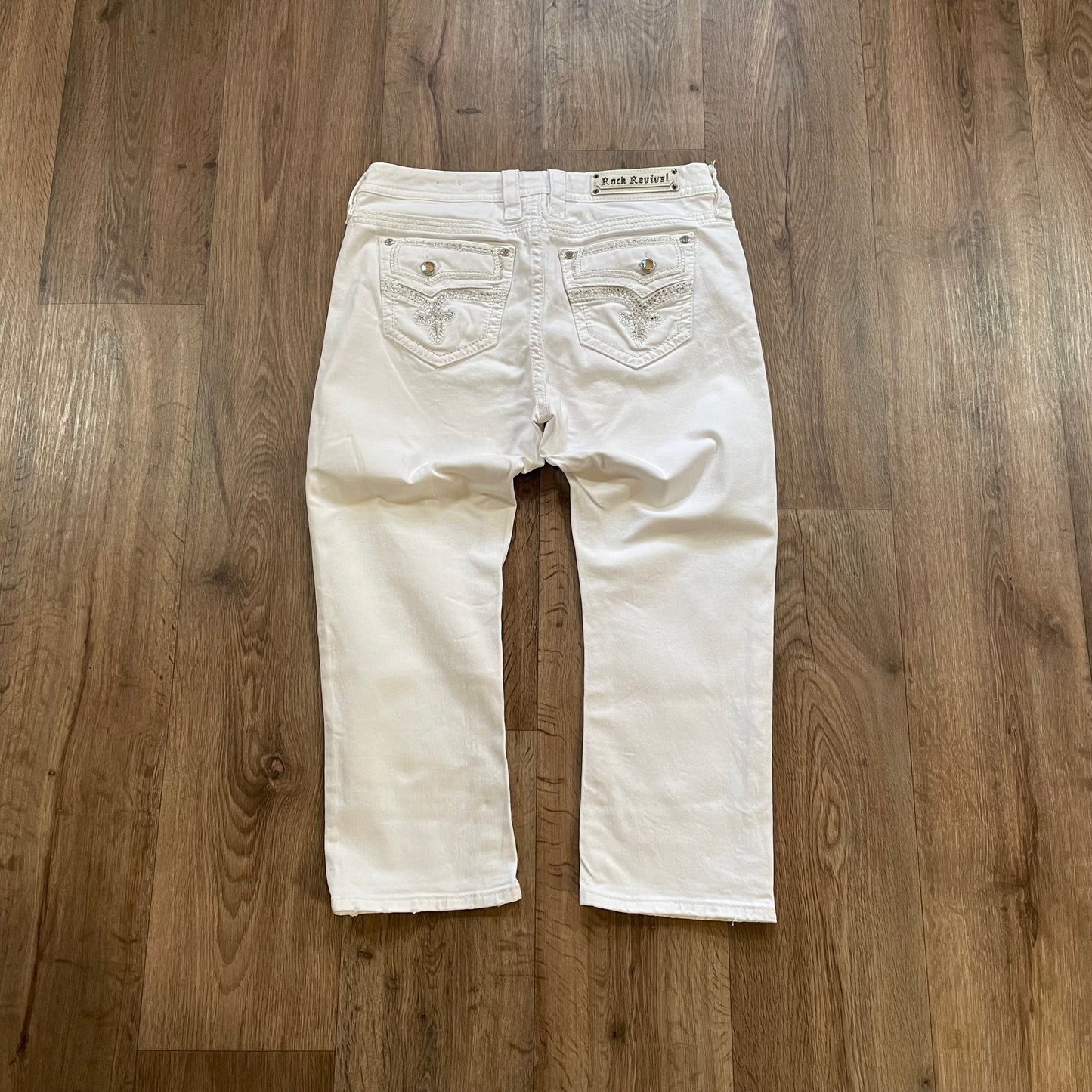 Rock Revival White Gem Crop Jean