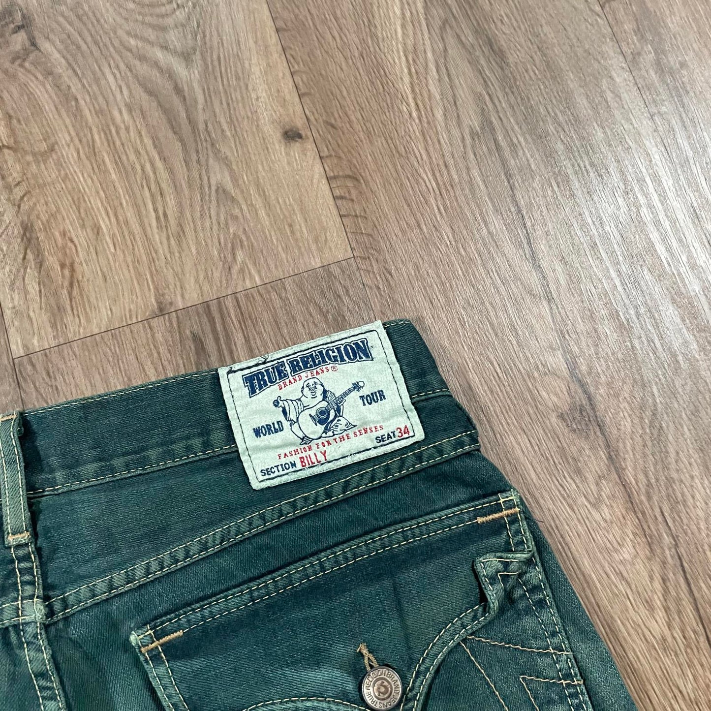 True Religion Green Billy Jeans