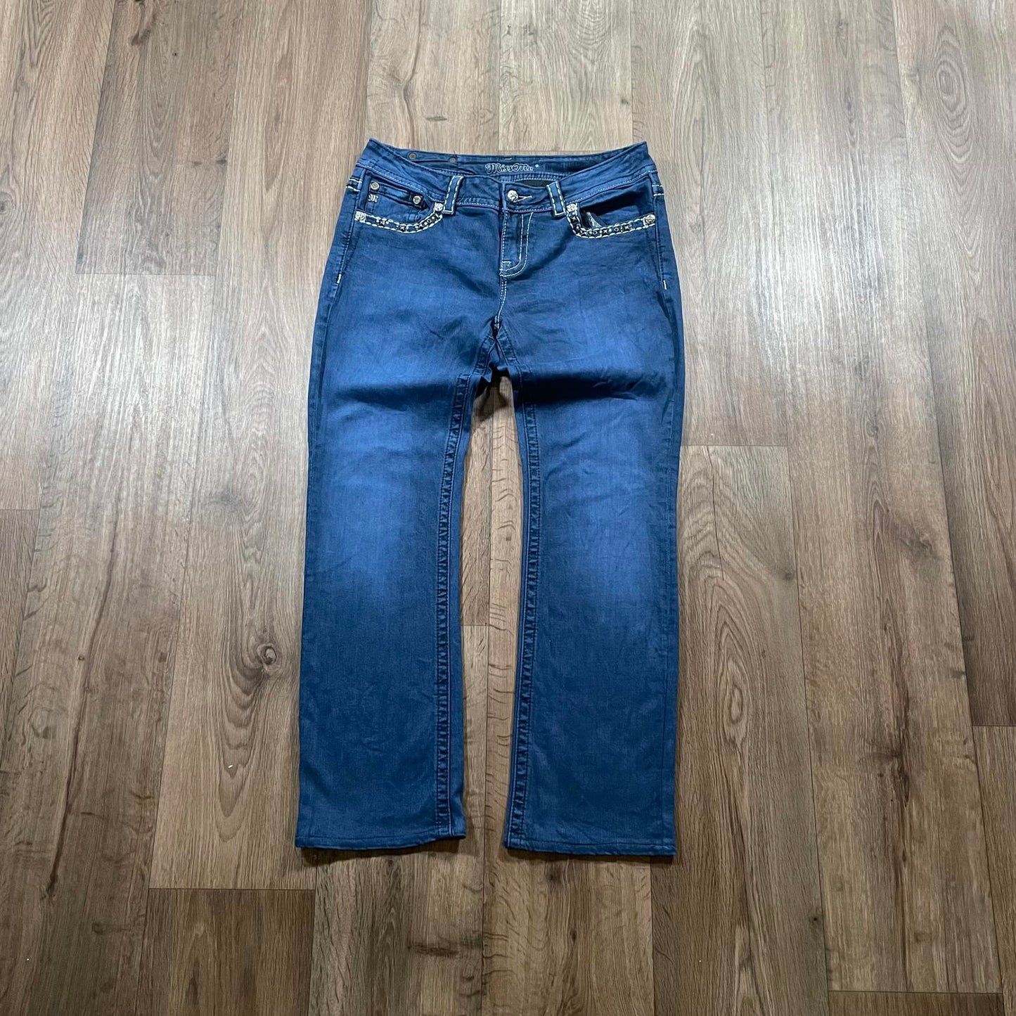 Miss Me Navy Straight Stud Jeans