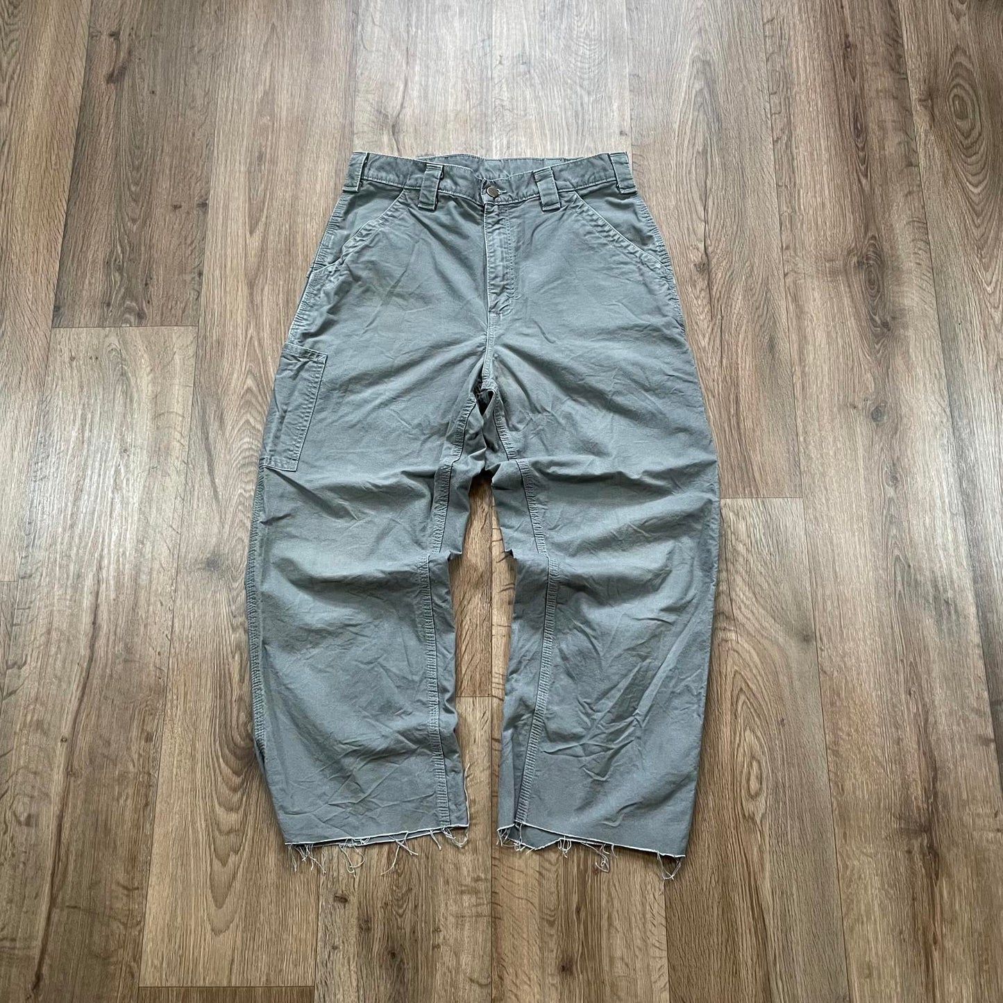 Carhartt Grey Carpenter Trousers Cut Off