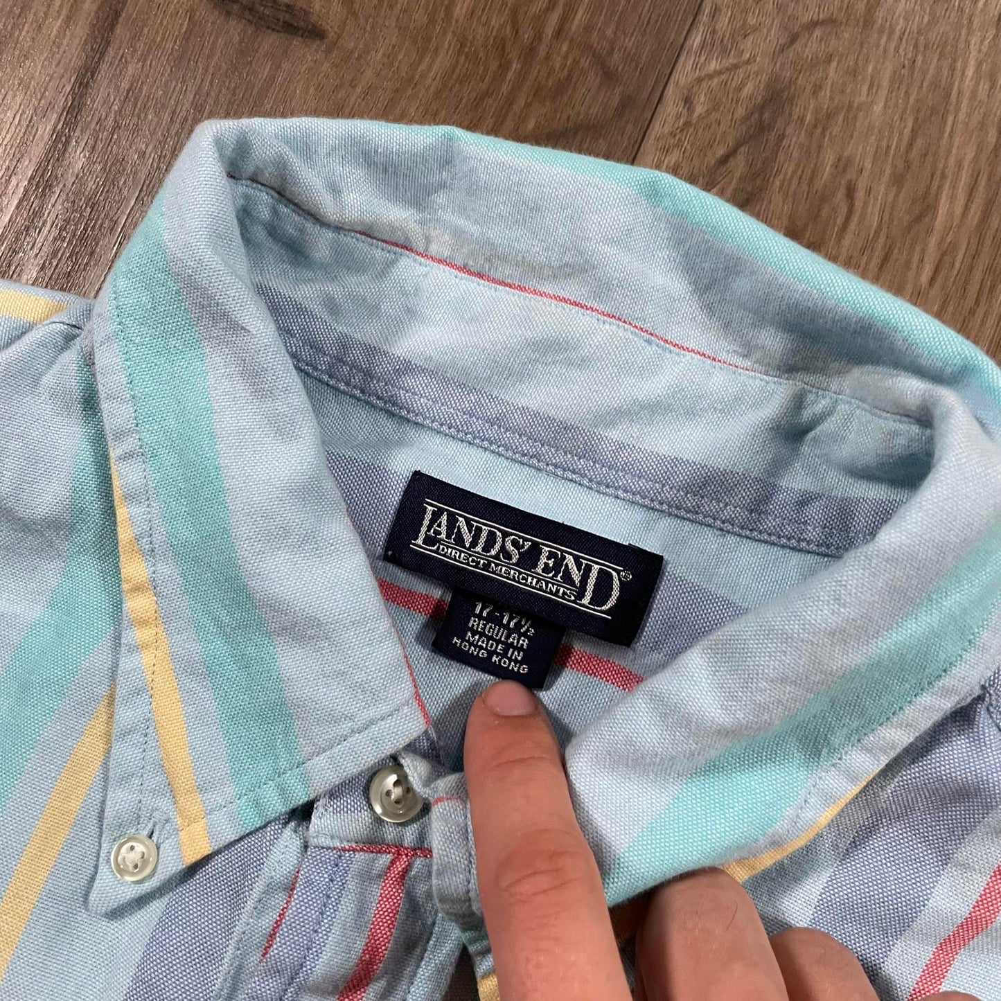 Lands’ End Multi-Colour Striped Button-Up Shirt
