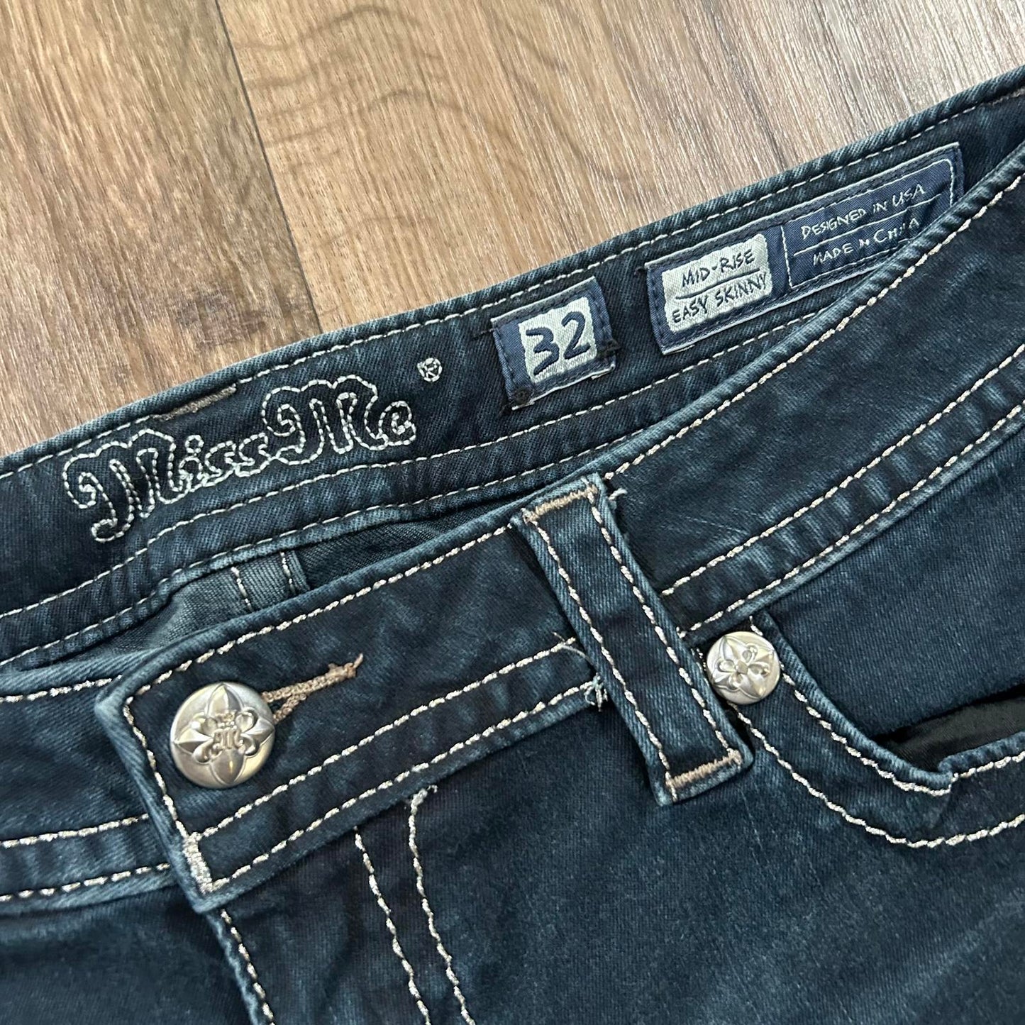 Miss Me Dark Wash Mid Rise Shorts