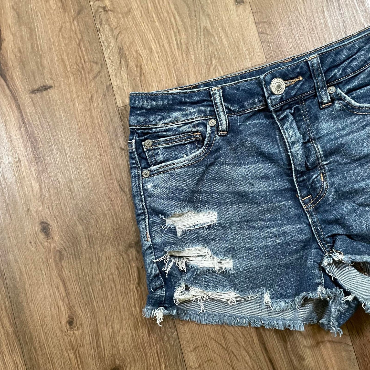 American Eagle Distressed Mini Shorts Dark Wash
