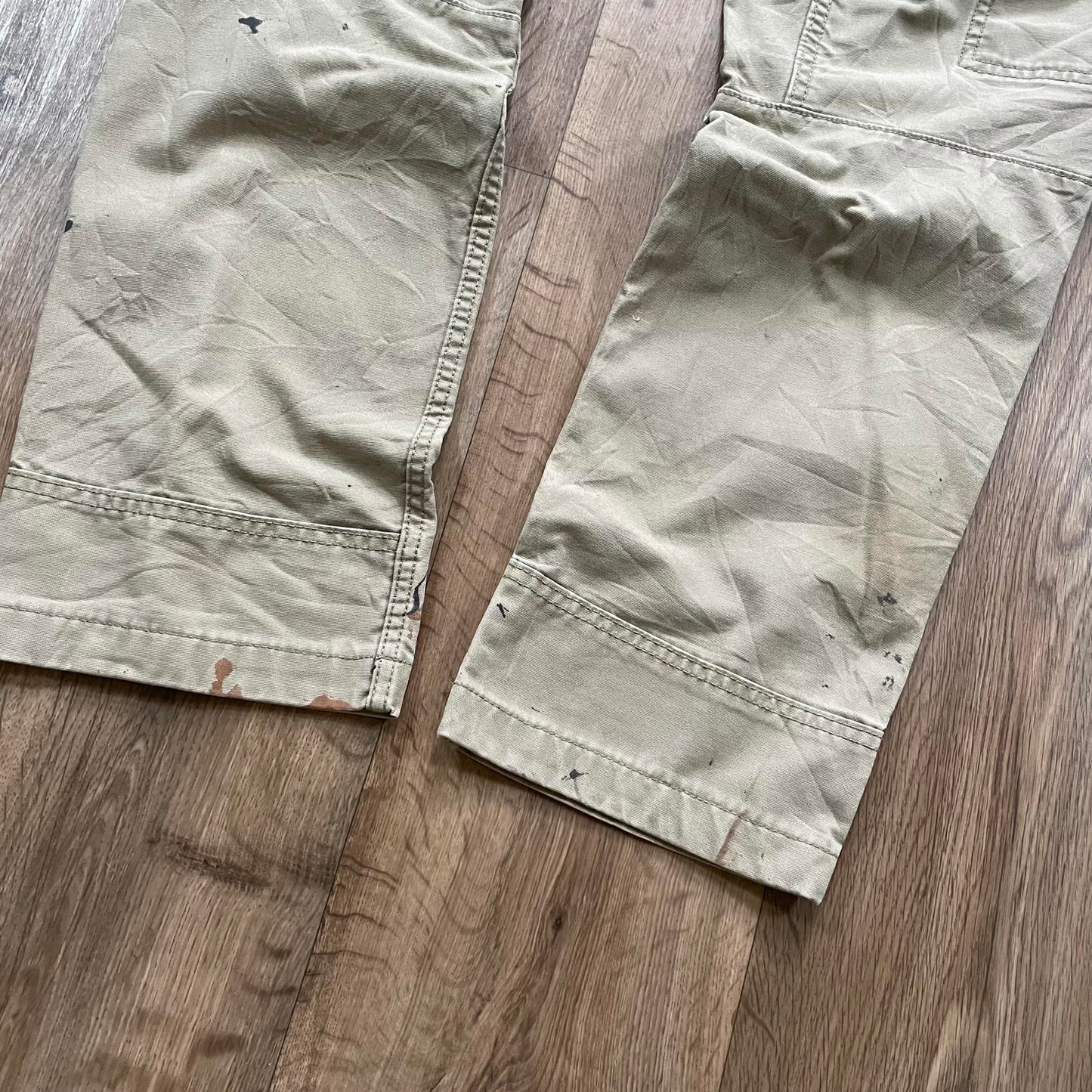 Carhartt Cream Carpenter Trousers Paint Detail