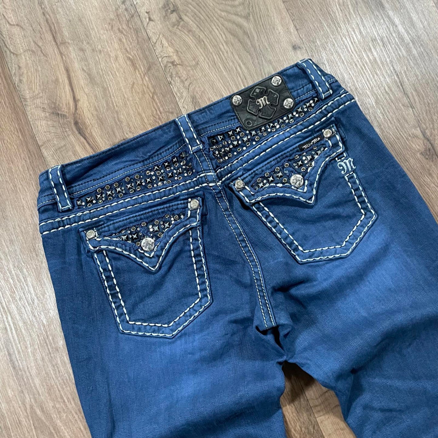 Miss Me Navy Straight Stud Jeans