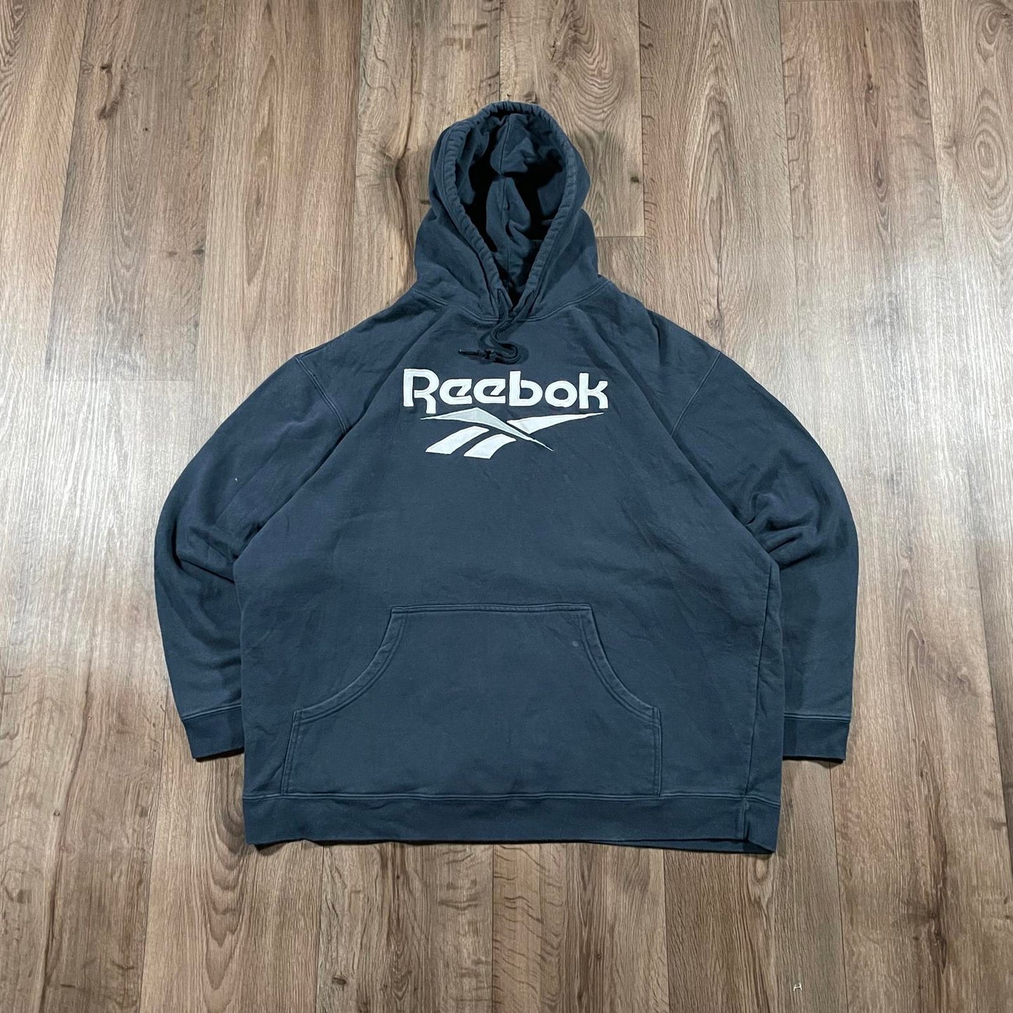 Vintage Reebok Blue Embroidered Hoodie XXL