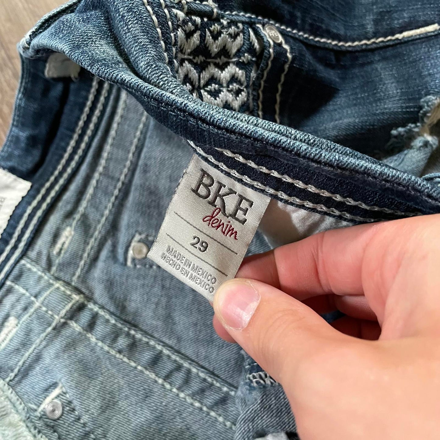 BKE Denim Dark Wash Distressed Mini Shorts W31