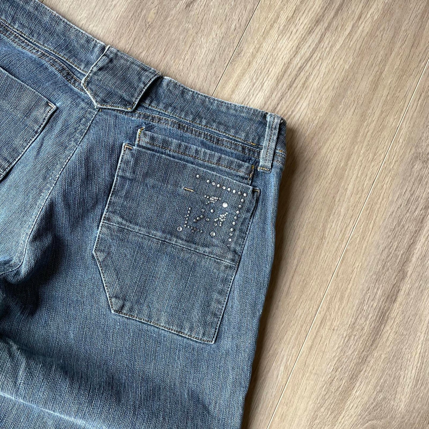 Grey Sequin Y2K Style Straight Jeans