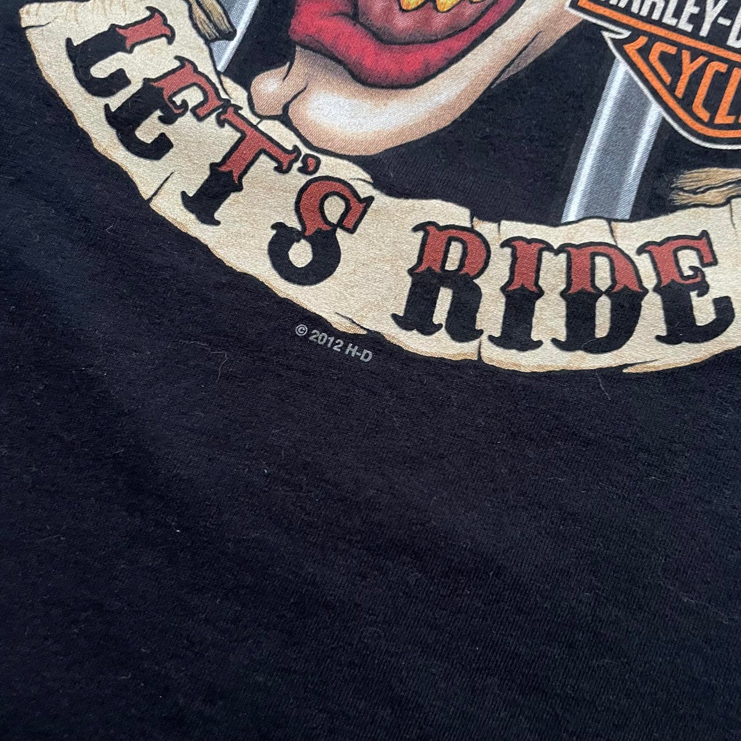 Vintage 2012 Harley Davidson "Work Sucks" Clown Print T-Shirt Black