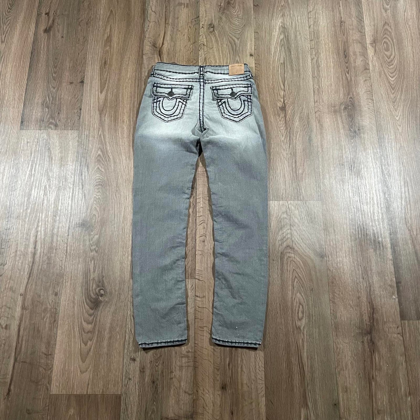 Black True Religion Straight Jeans Pink Stitching W28 L29