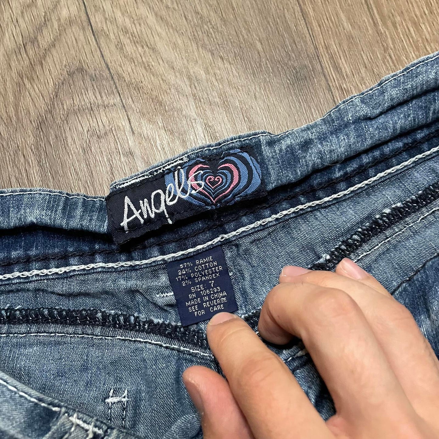 Angels Studded Micro Denim Shorts W28