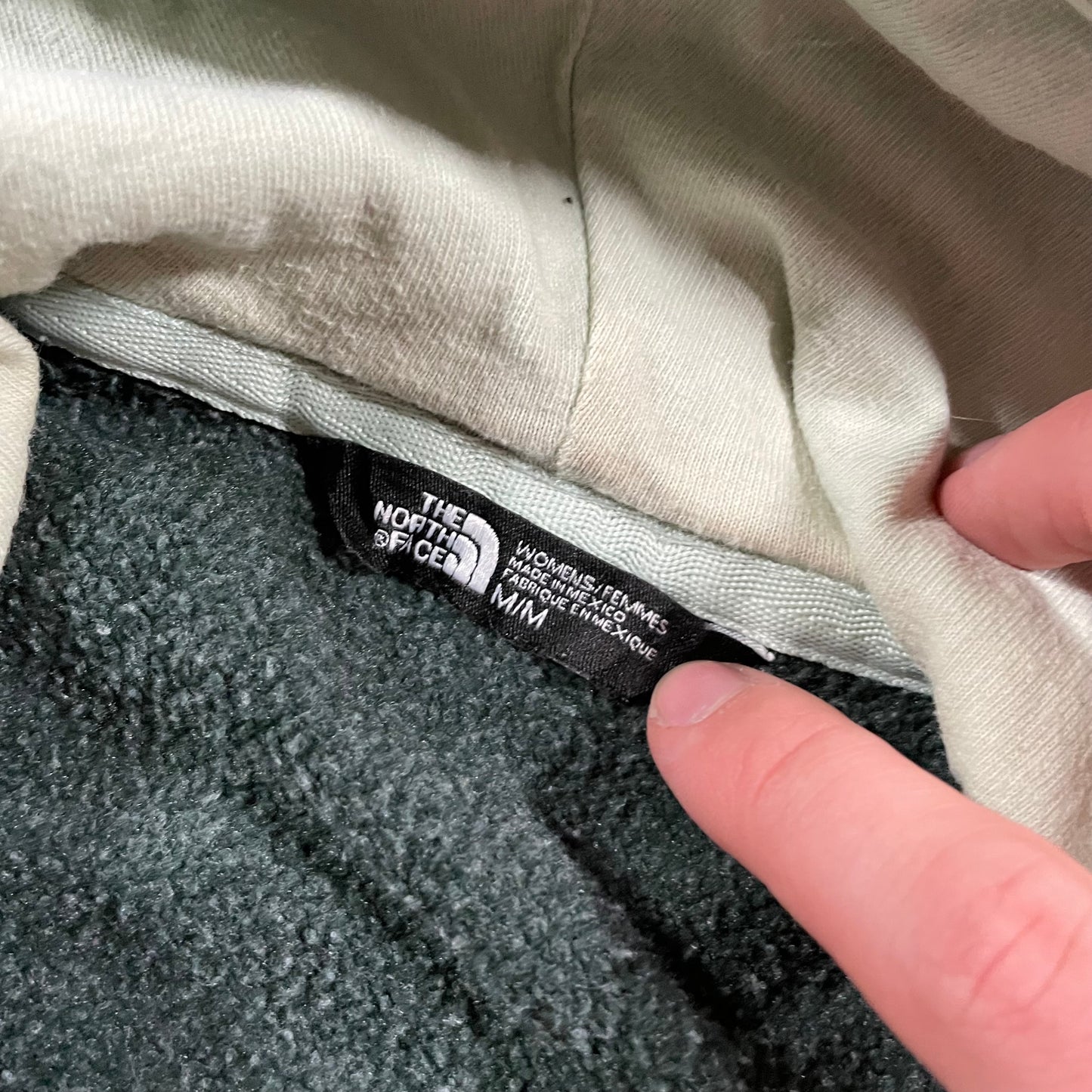 North Face Green Print Hoodie Womens Medium