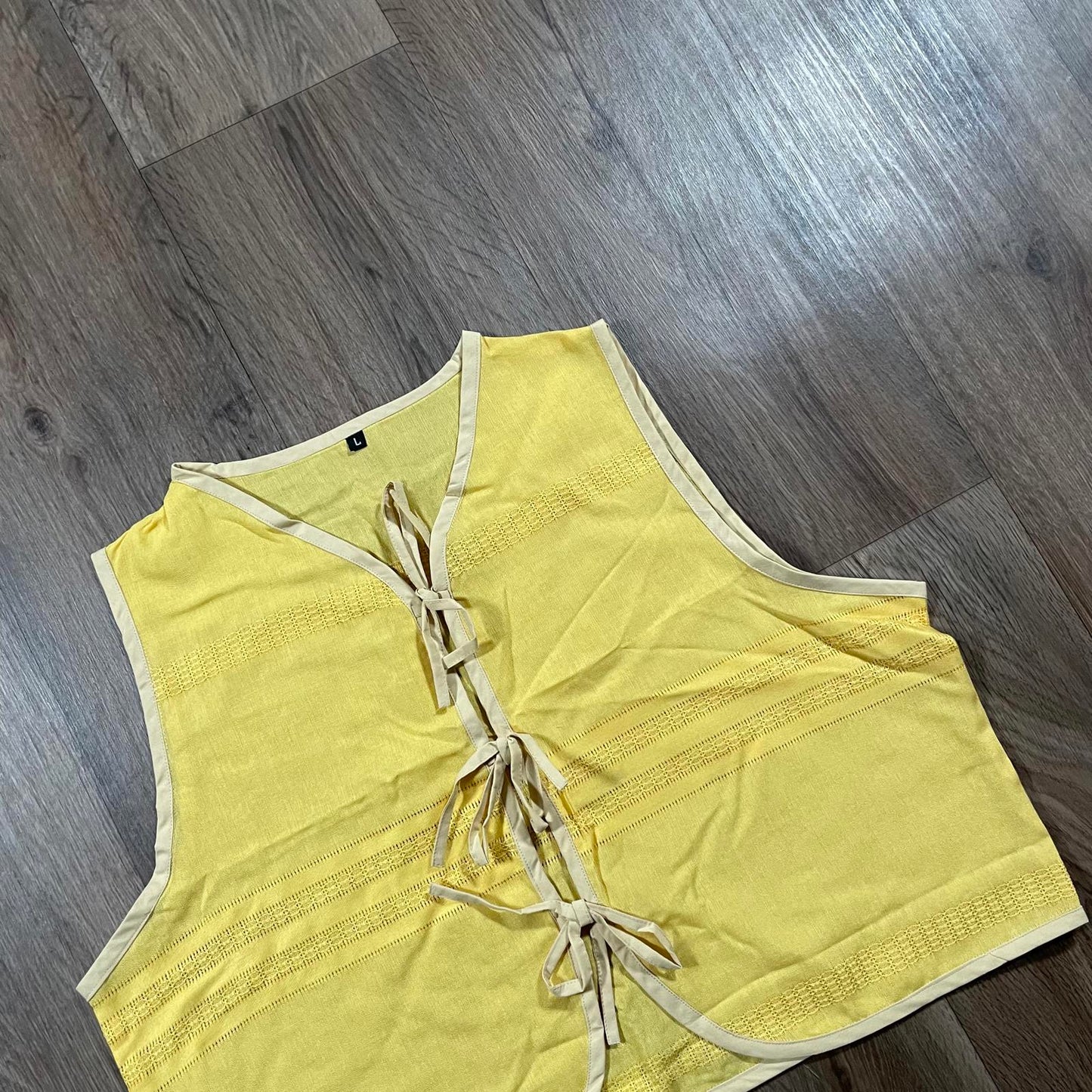 Butter Yellow Tie-Up Sleeveless Top