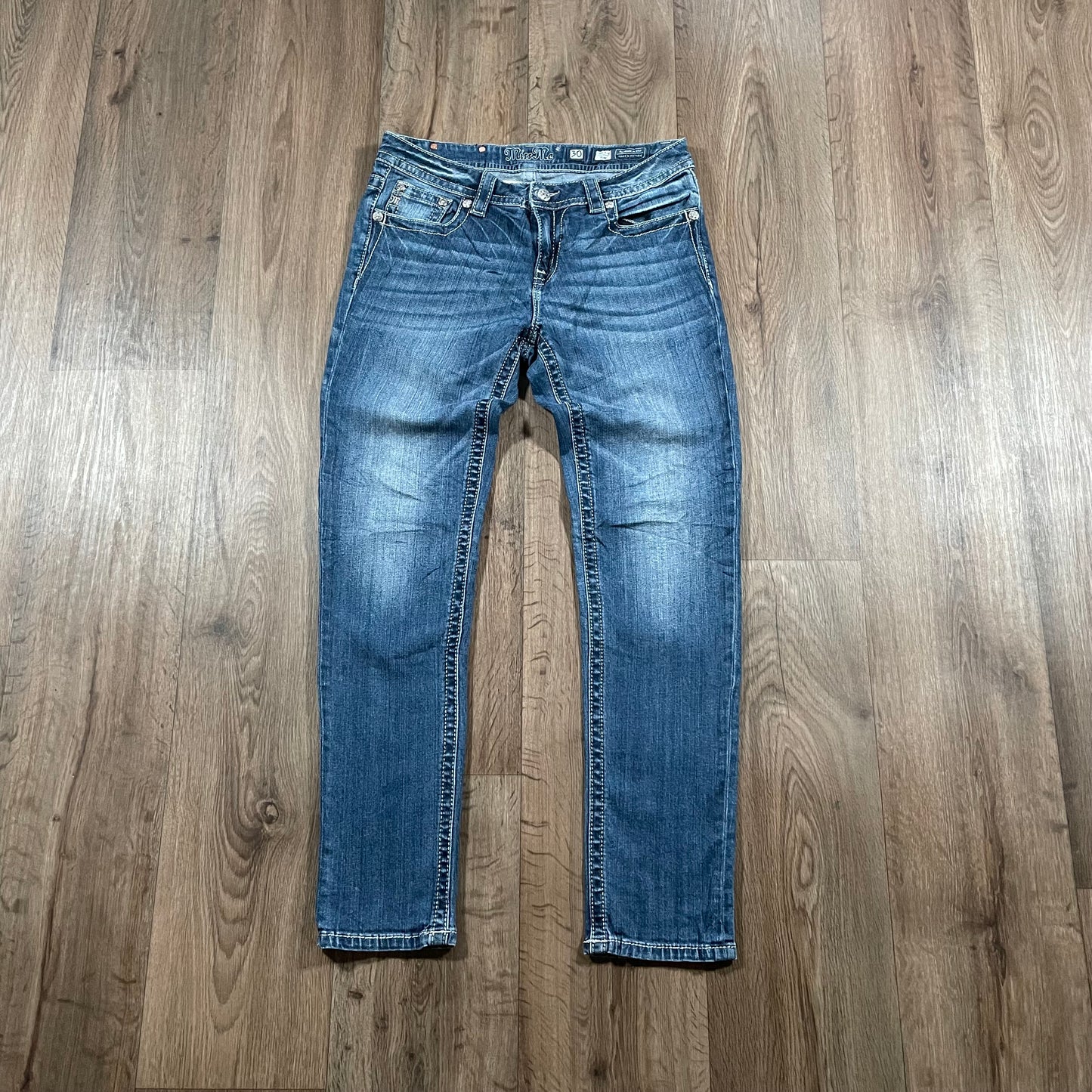 Miss Me Mid Rise Skinny Jeans Embelished Flower Detail