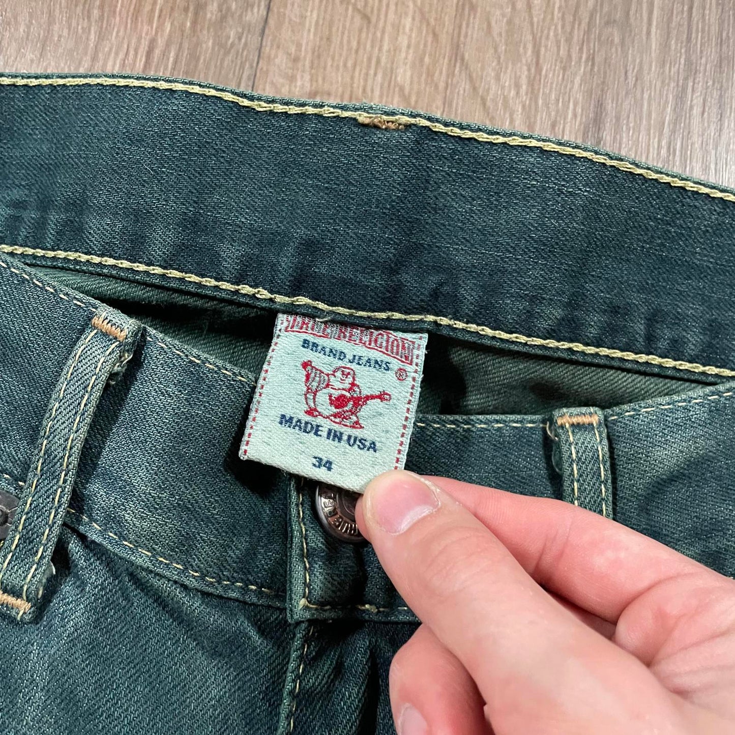 True Religion Green Billy Jeans