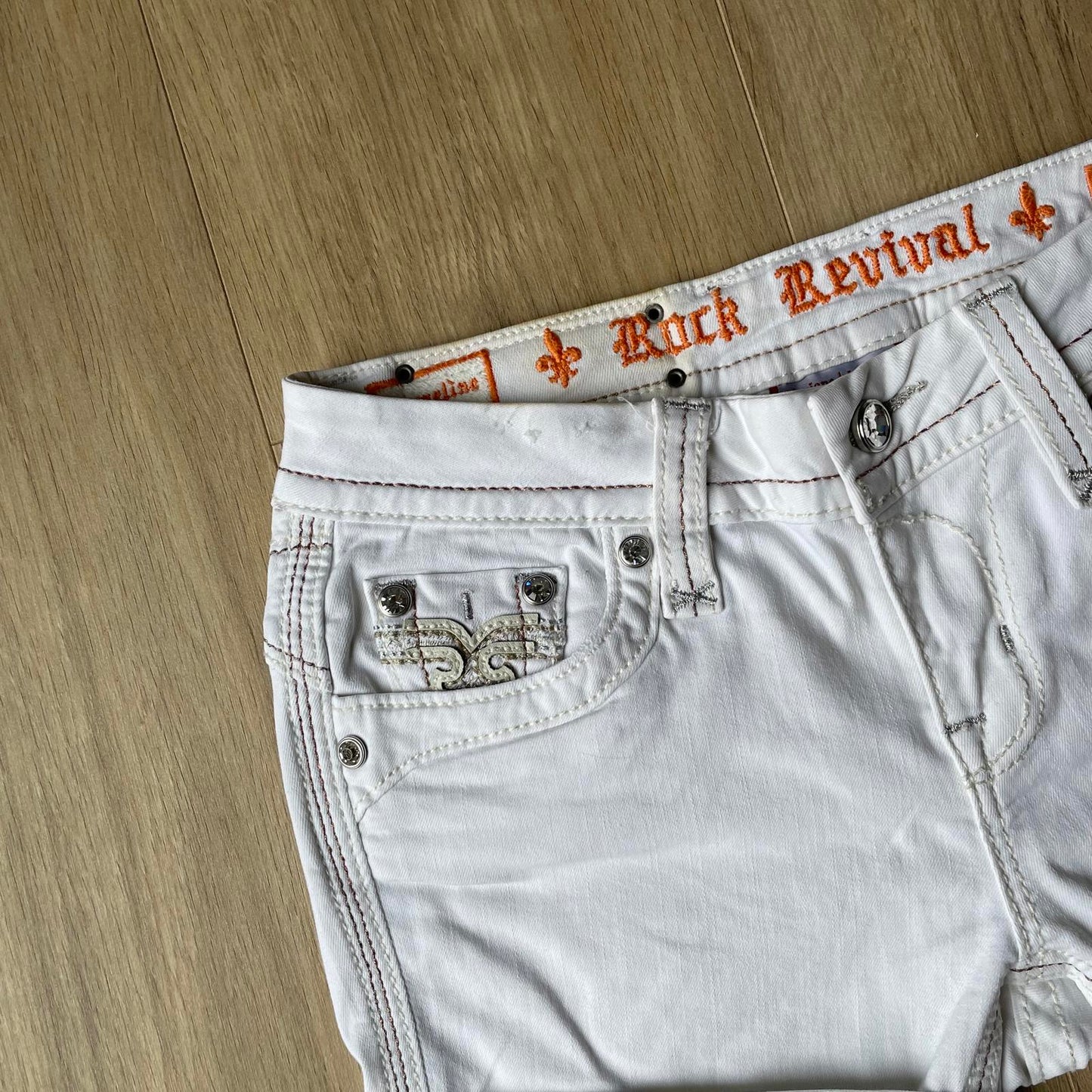 Rock Revival White Mini Y2K Shorts