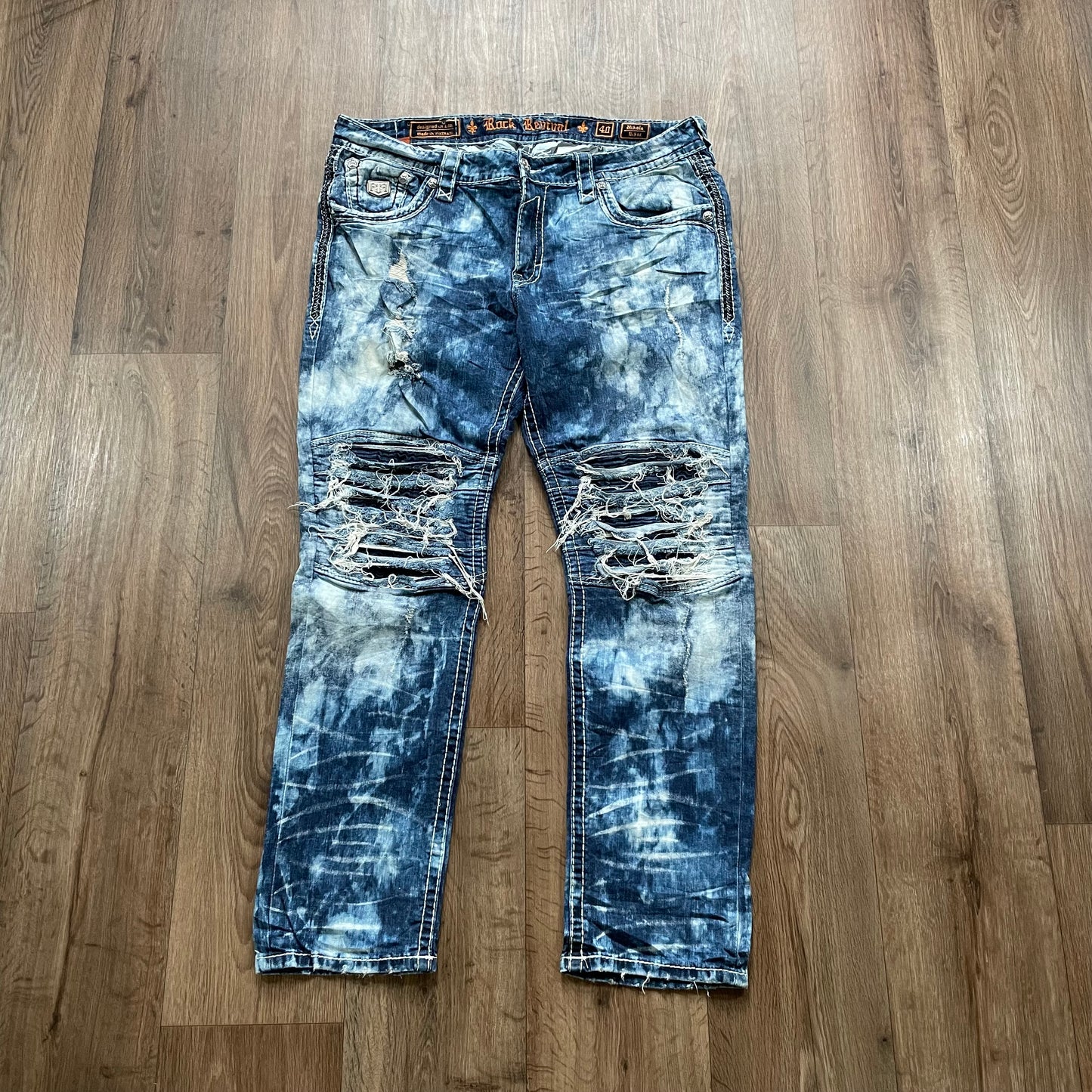 Rock Revival Acid Wash Biker Jeans