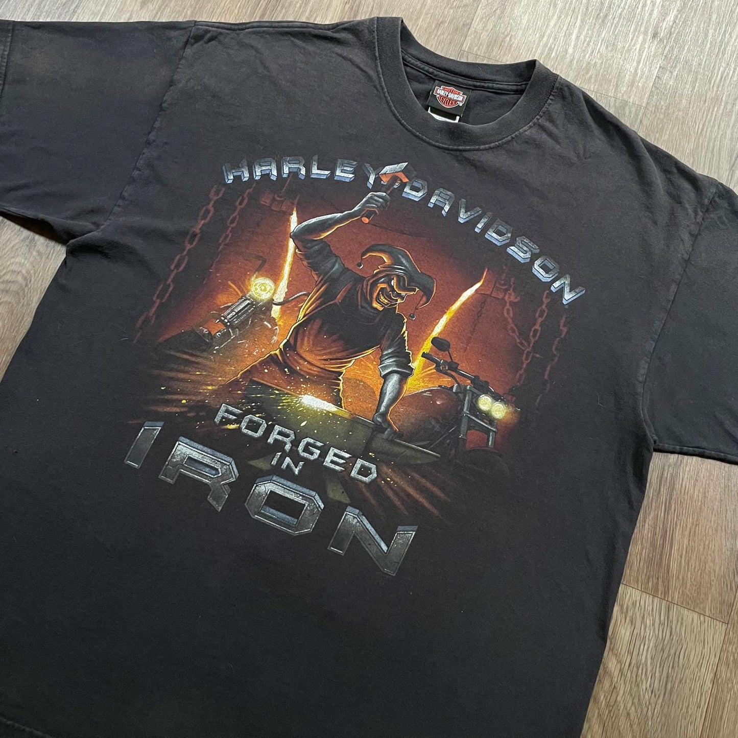 Vintage Harley Davidson 2008 "Forged in Iron" Print T-Shirt Black