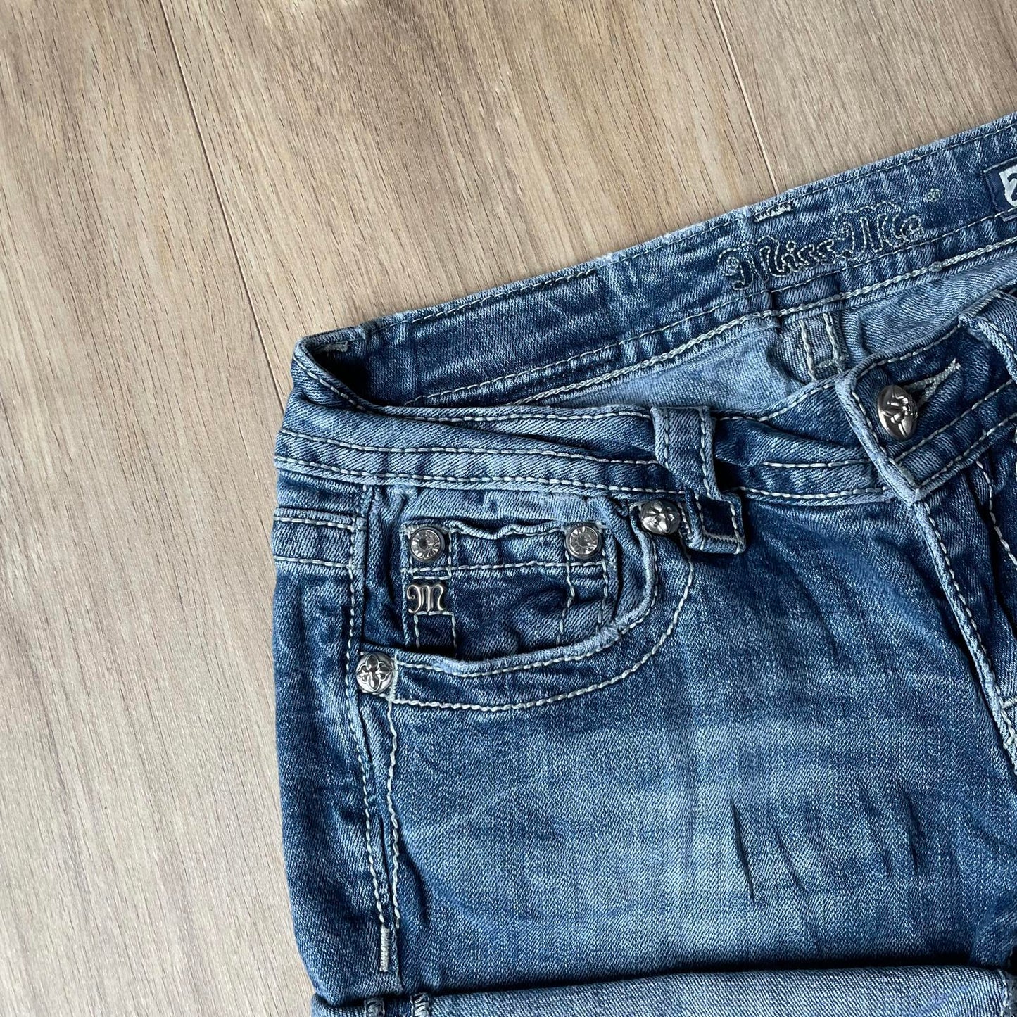 Miss Me Pink Embroidery Y2K Mini Shorts
