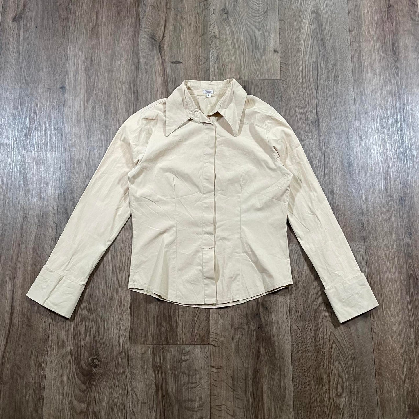 Rosso Tan Fitted Long Sleeve Collared Shirt