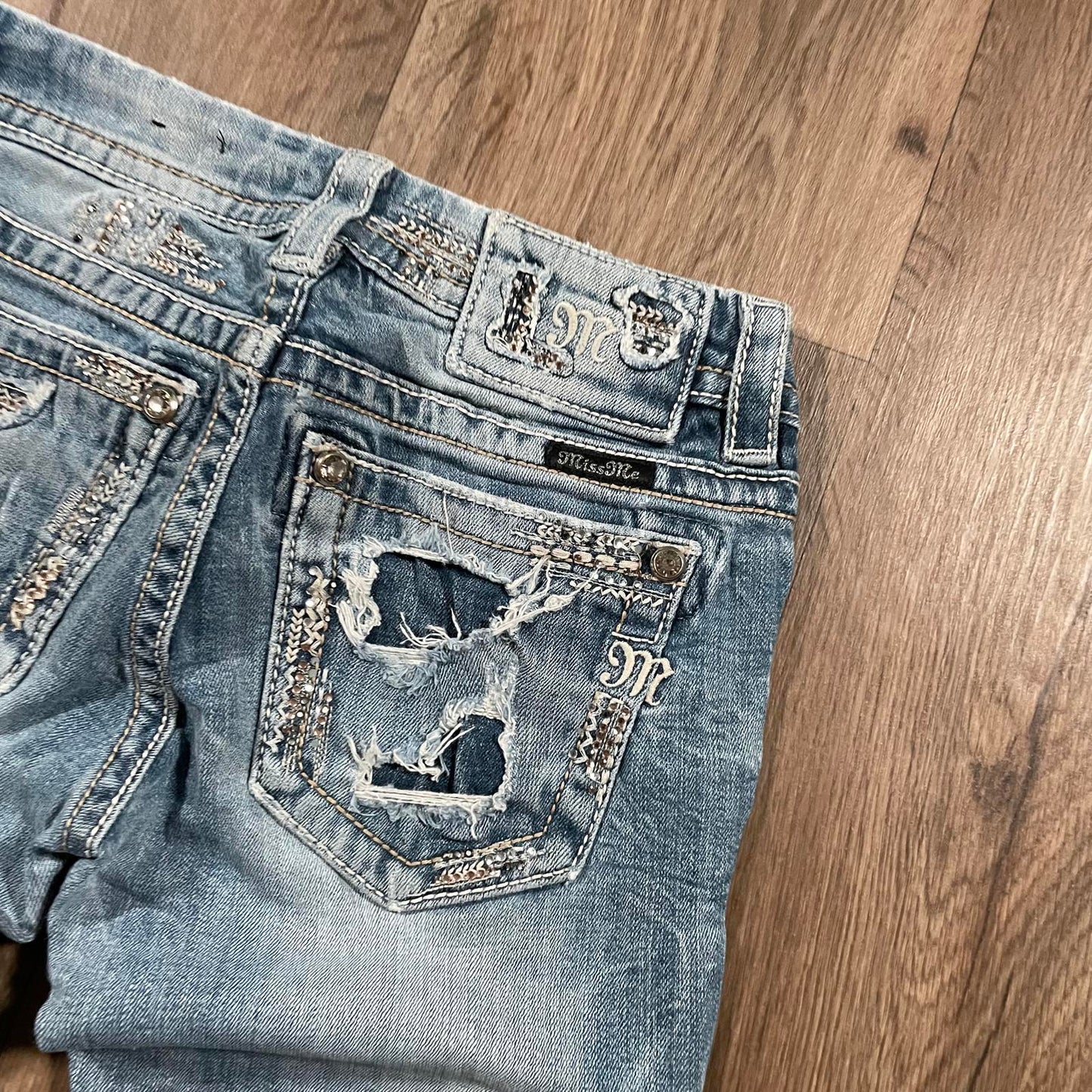 Miss Me Distressed Gem Straight Jeans