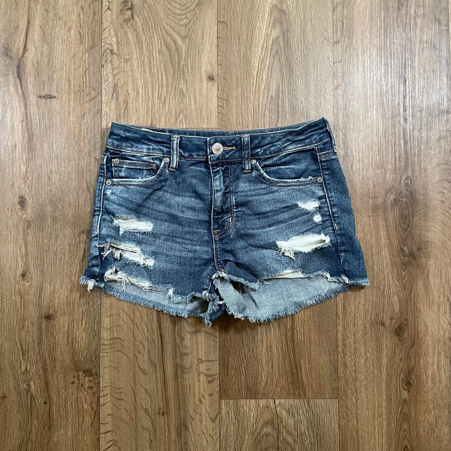 American Eagle Distressed Mini Shorts Dark Wash