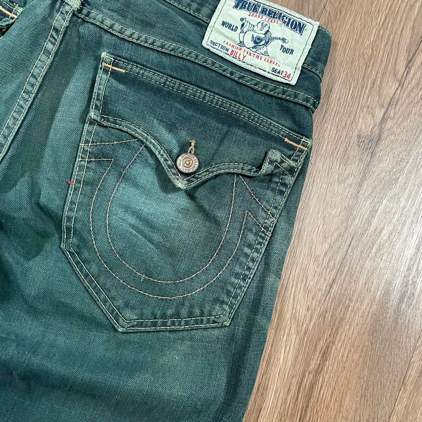 True Religion Green Billy Jeans