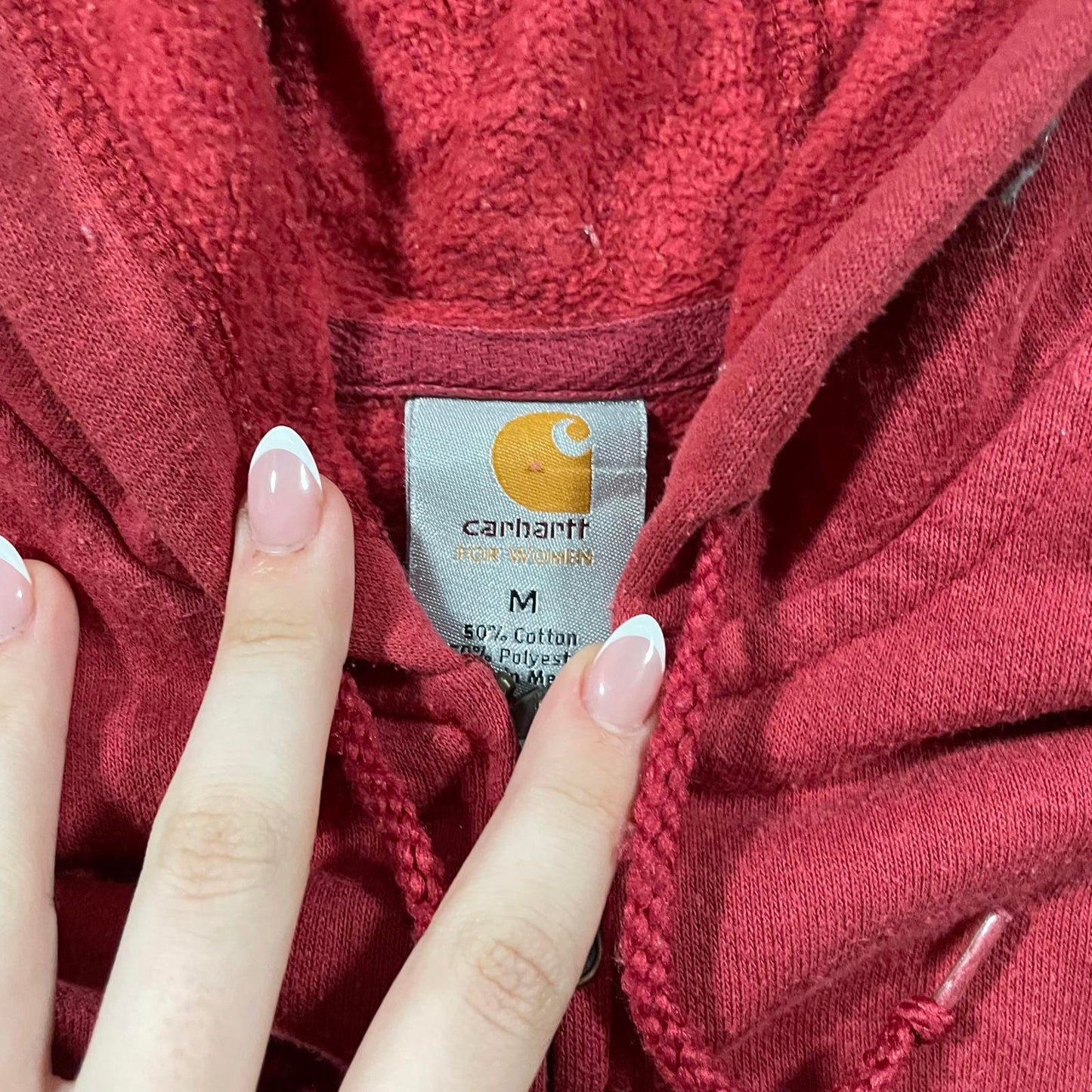 Carhartt Red Zip Embroidered Hoodie