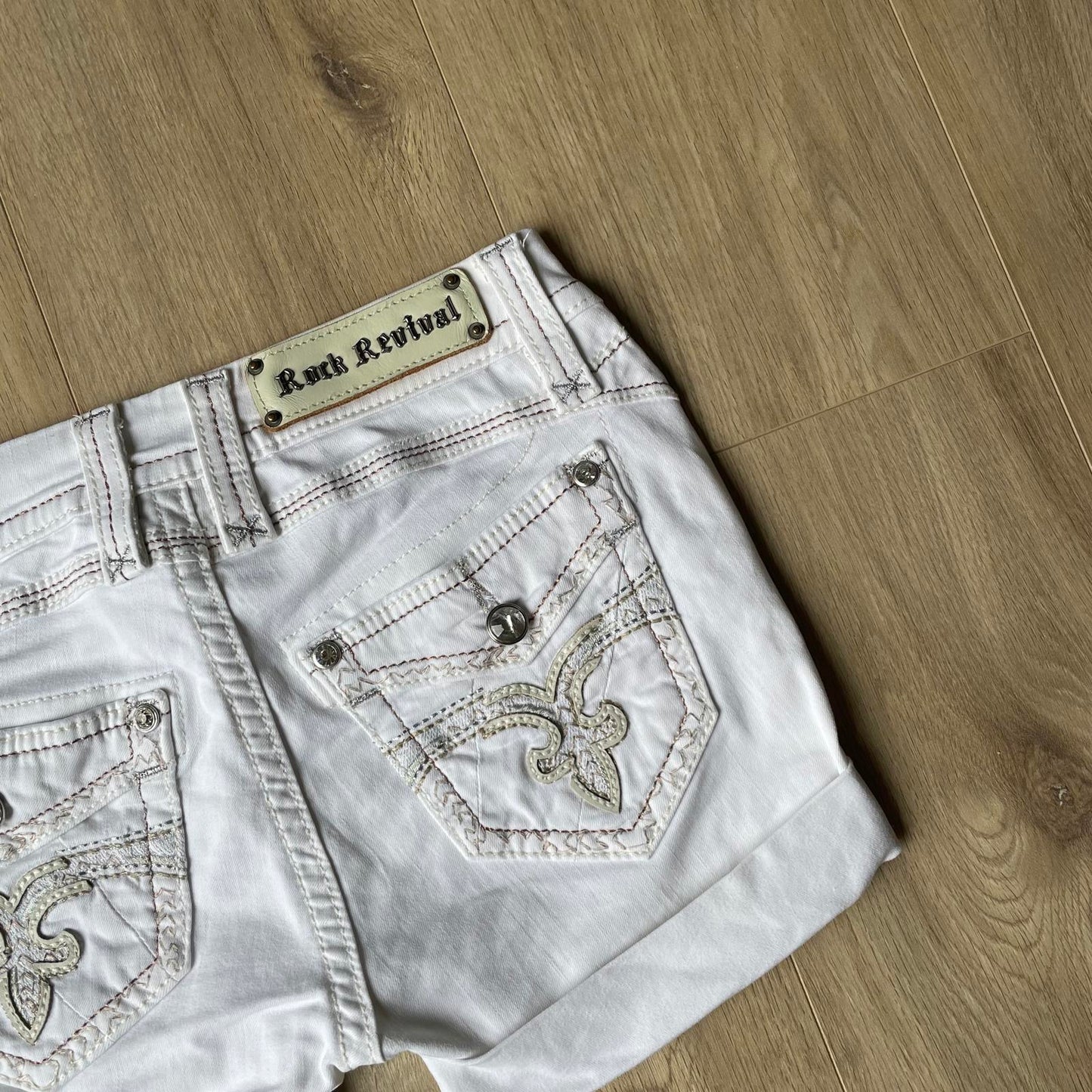 Rock Revival White Mini Y2K Shorts