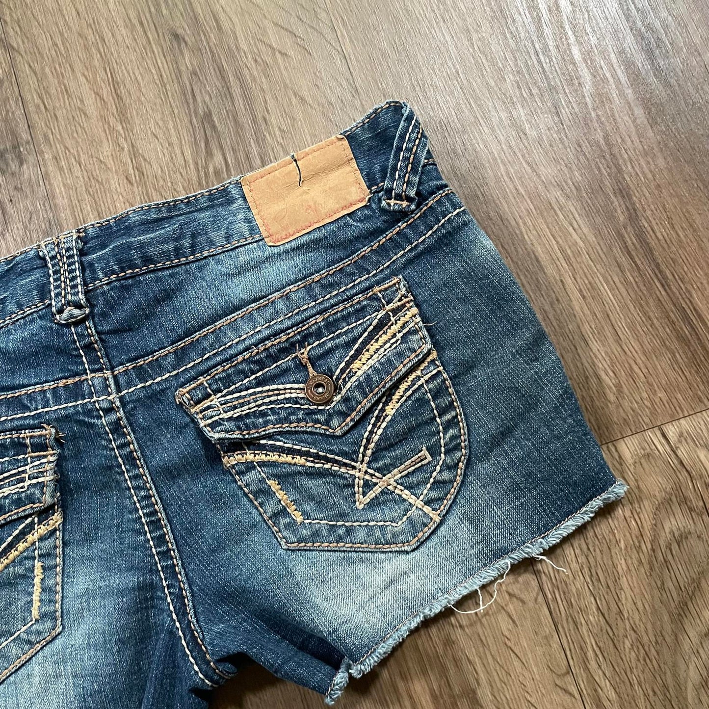 Amethyst Y2K Mini Denim Low Waisted Embroidered Shorts