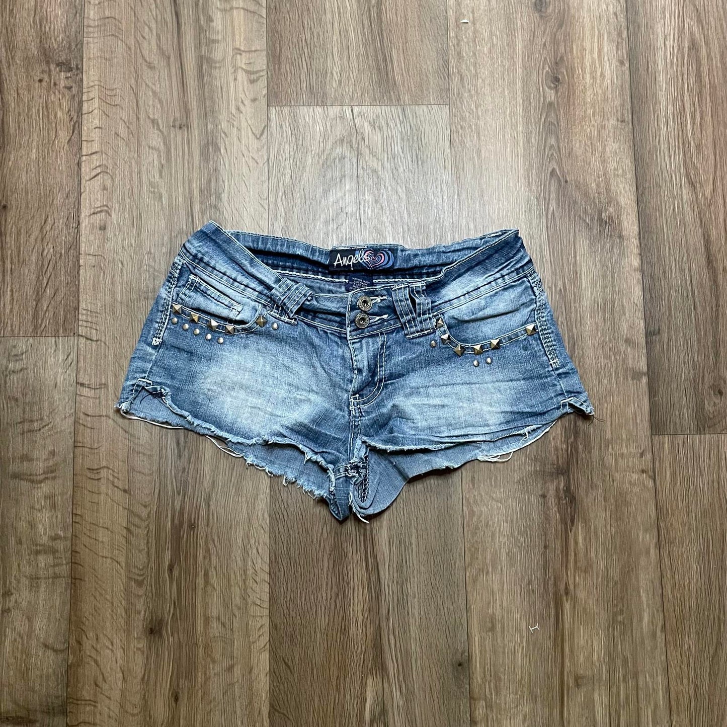 Angels Studded Micro Denim Shorts W28