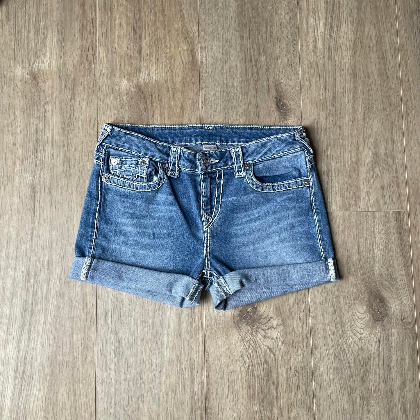 True Religion Embroidered Mini Shorts