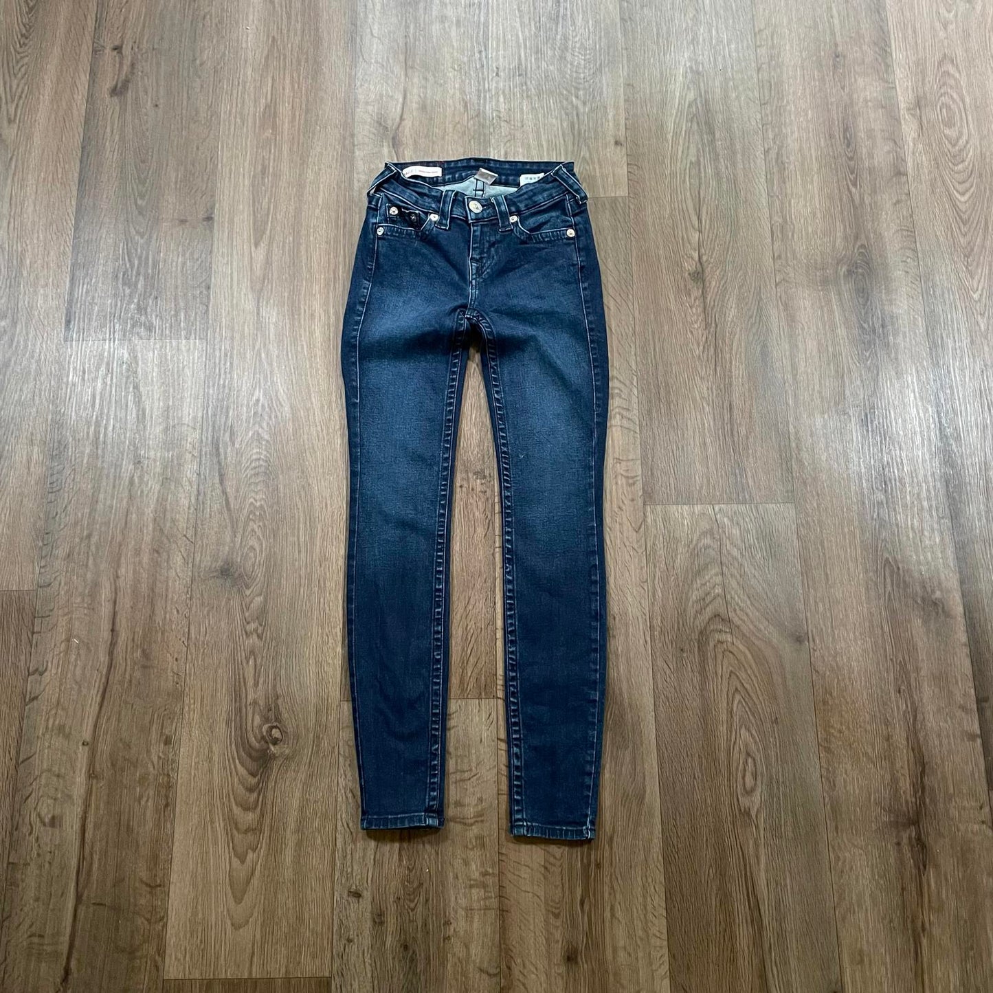 True Religion Blue Mid Rise Skinny Jeans W24 L28