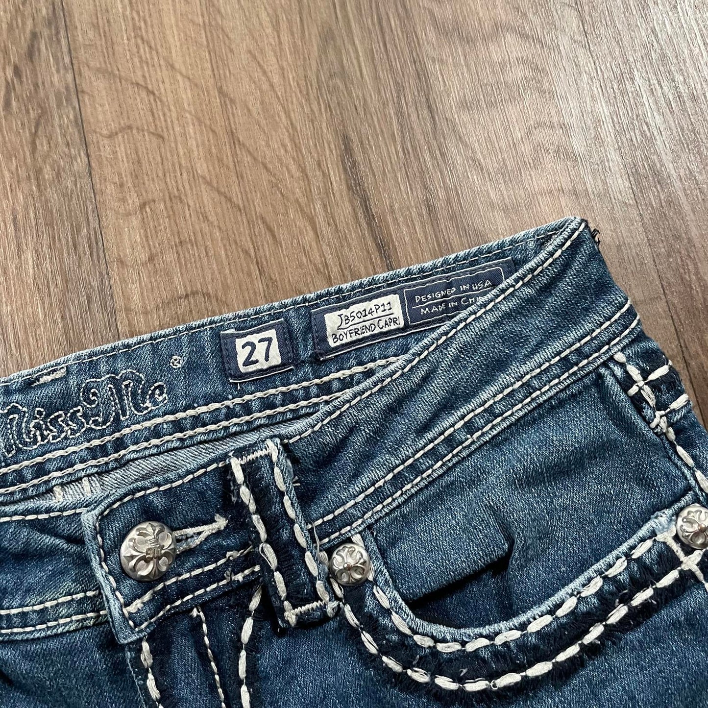 Miss Me Y2K Low Waisted Embellished Denim Shorts