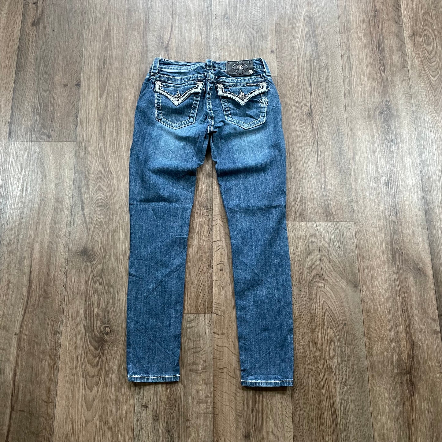Miss Me Cuffed Skinny Jean Embroidered Pocket