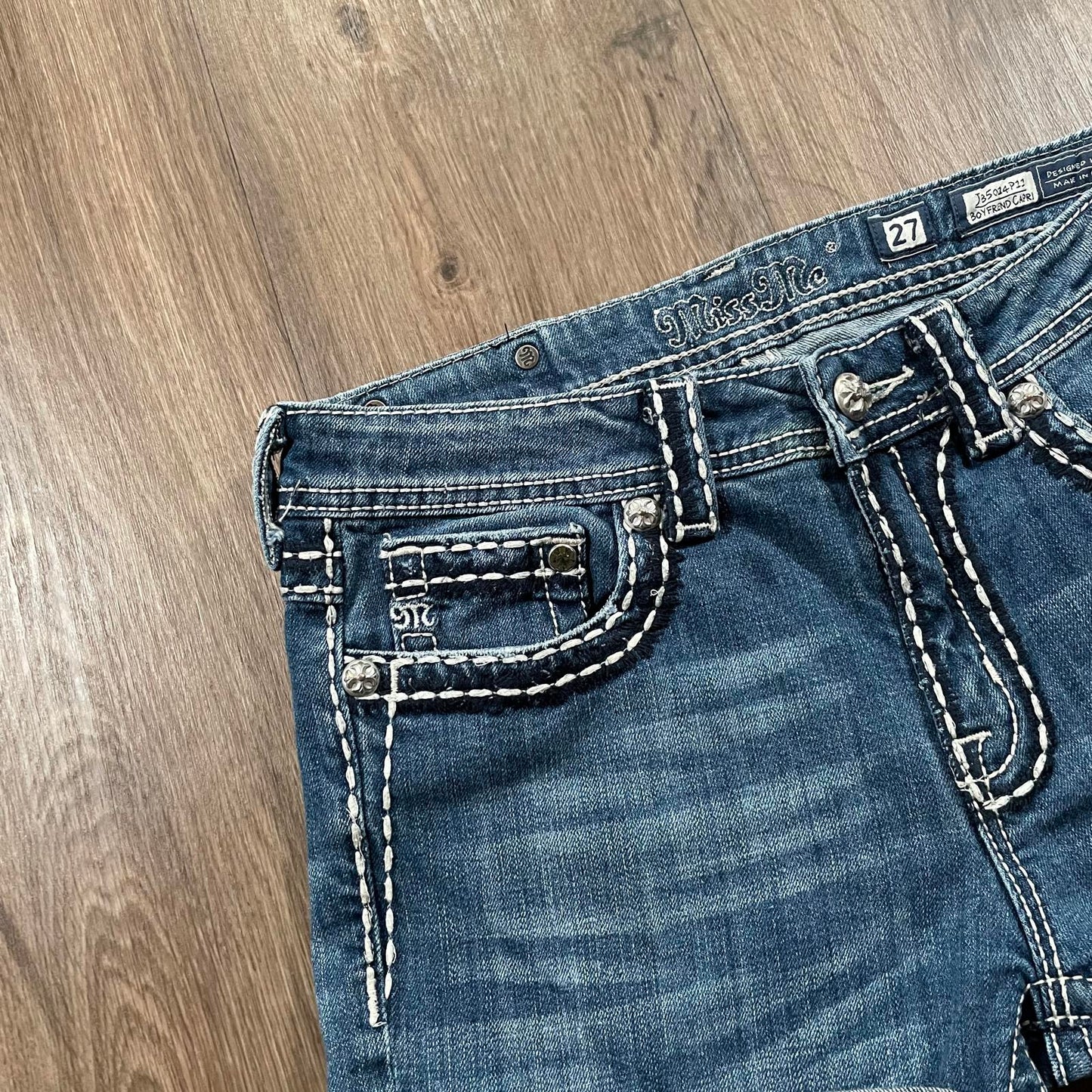 Miss Me Y2K Low Waisted Embellished Denim Shorts