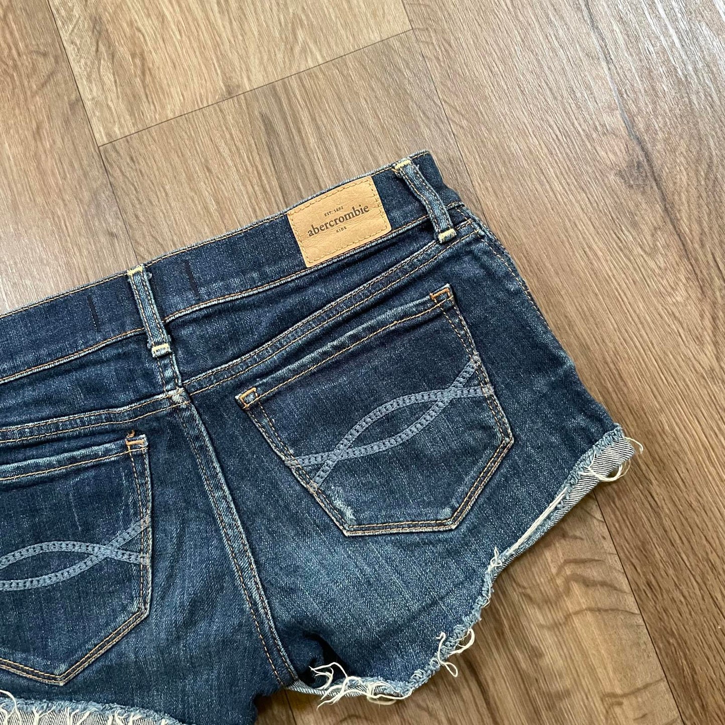 Abercrombie Dark Wash Embroidered Patch Shorts