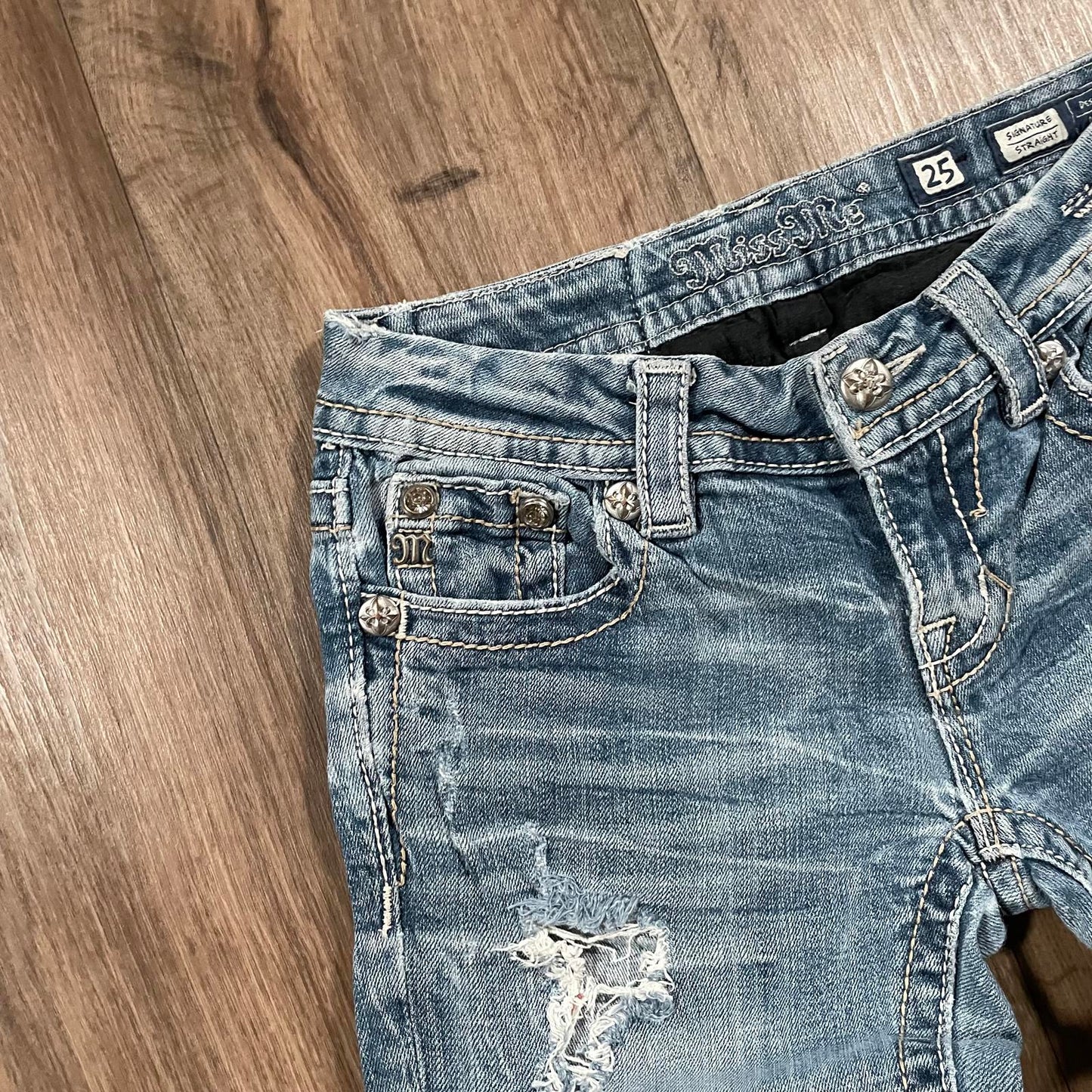 Miss Me Distressed Gem Straight Jeans
