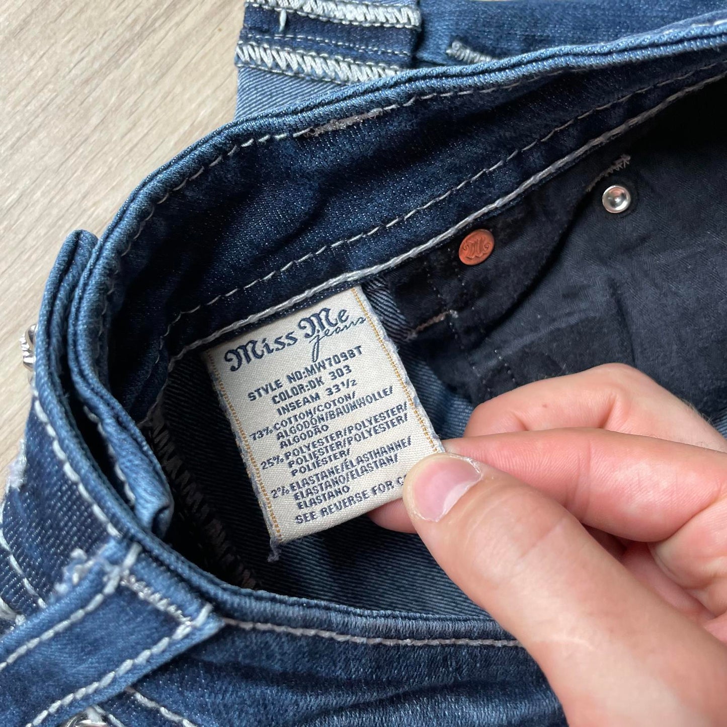 Miss Me Geometric Pocket Denim Shorts Y2K