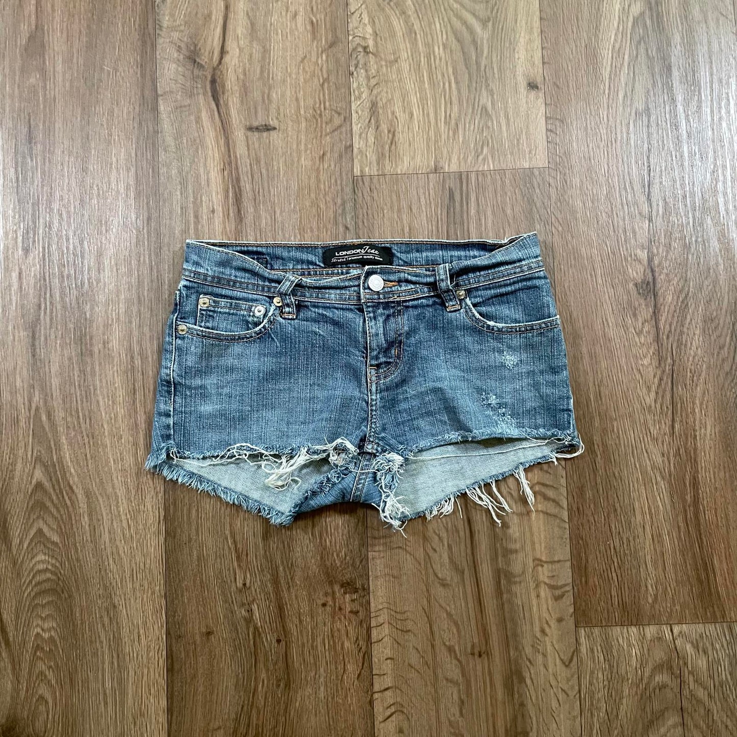 London Jeans Y2K Low Waisted Mini Denim Shorts