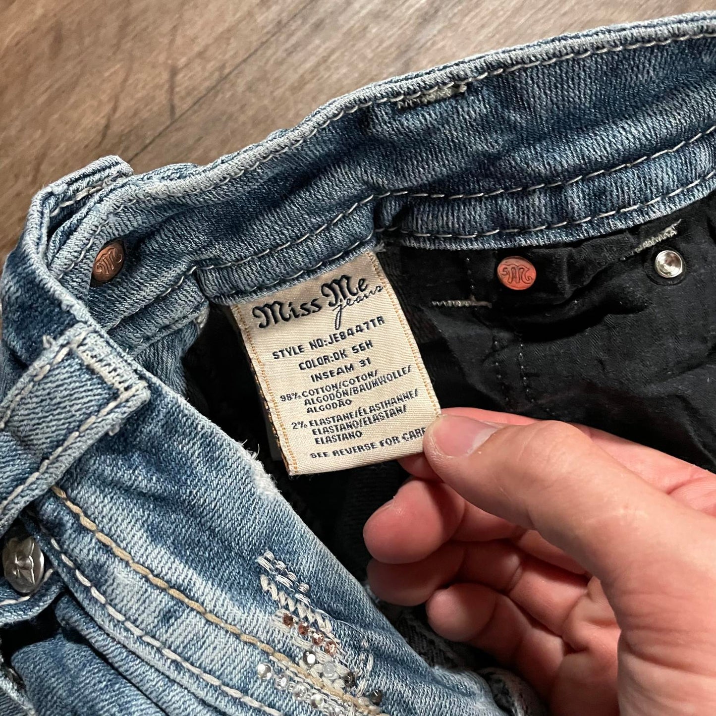 Miss Me Distressed Gem Straight Jeans