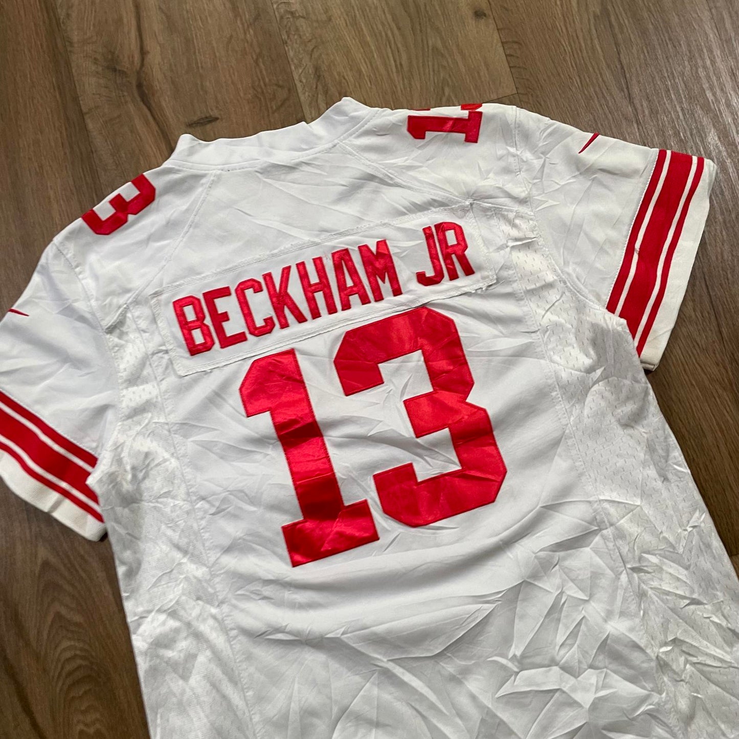 NFL White and Red NY Beckham Jr Jersey