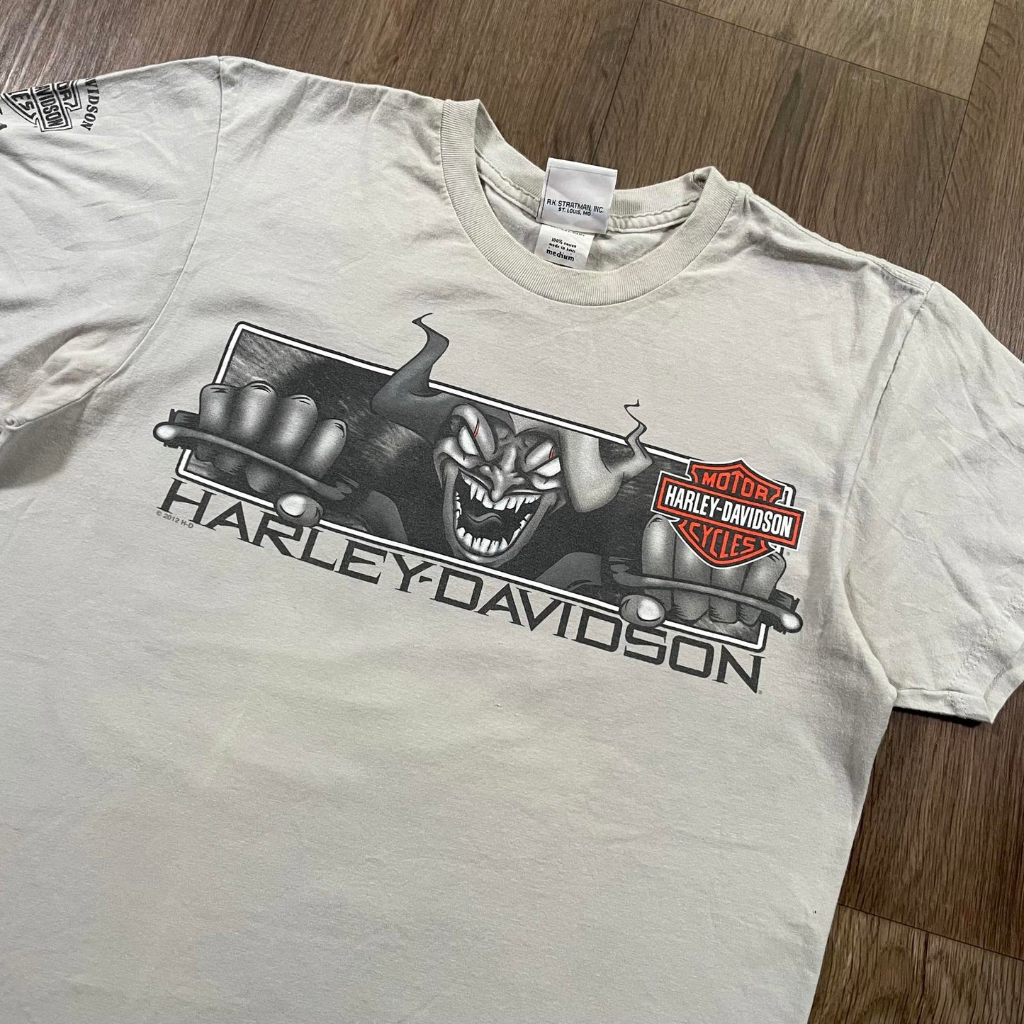 Vintage 2012 Harley Davidson Clown Print T-Shirt Florida