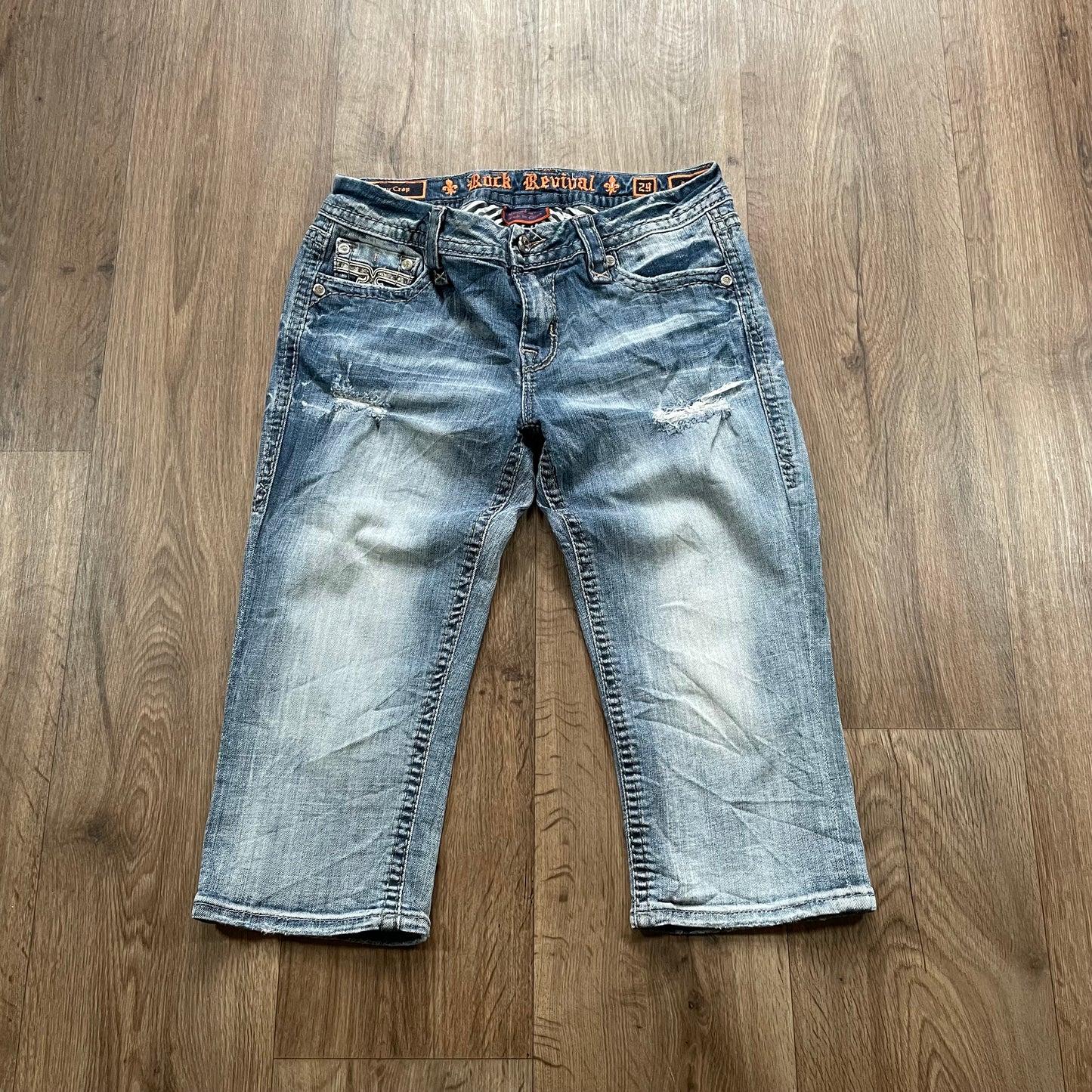 Rock Revival Embroidered Pocket Capri