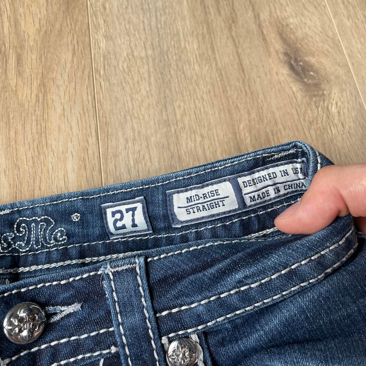 Miss Me Geometric Pocket Denim Shorts Y2K