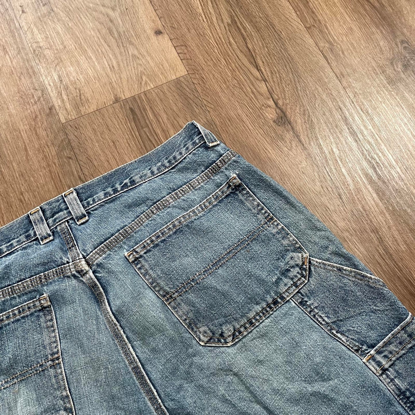 Carpenter Jorts Faded Glory Light Blue Denim