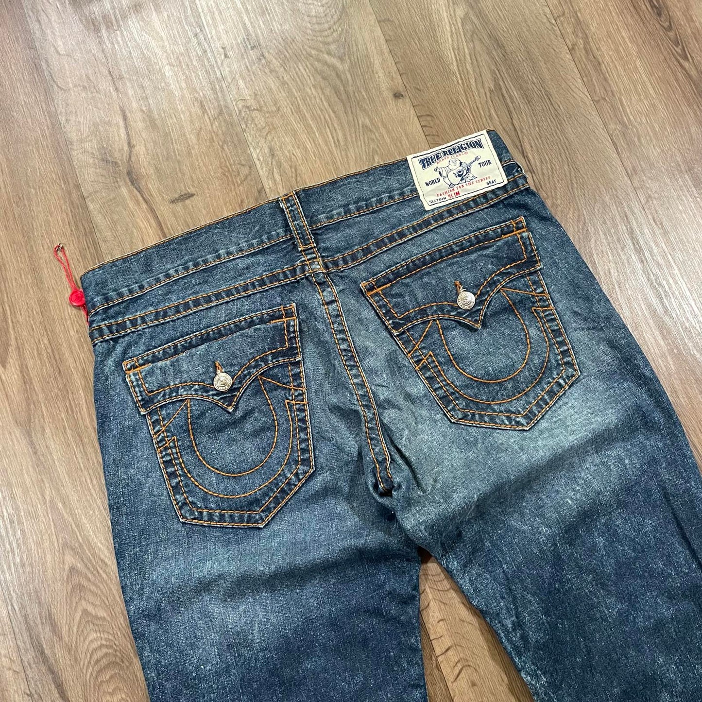True Religion Straight Leg Jeans Brown Stitching W40 L33