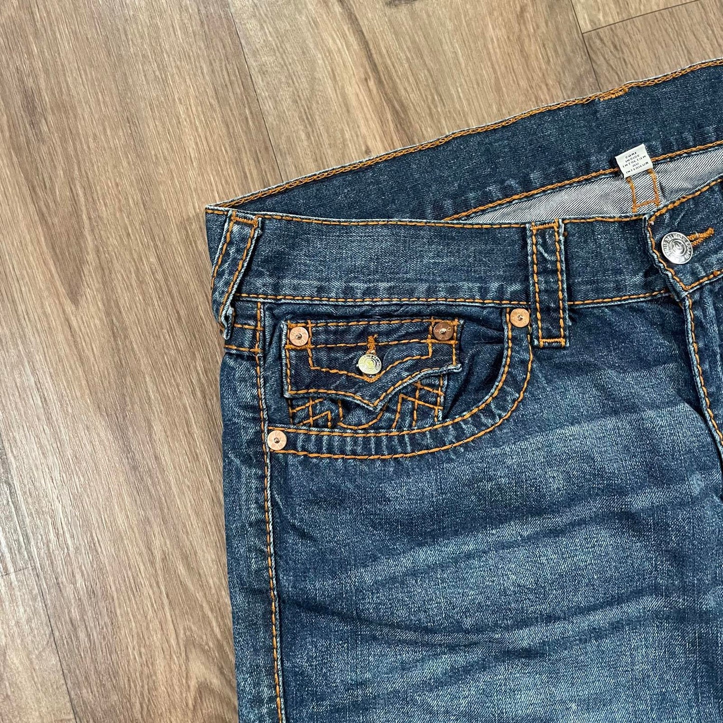 True Religion Straight Leg Jeans Brown Stitching W40 L33