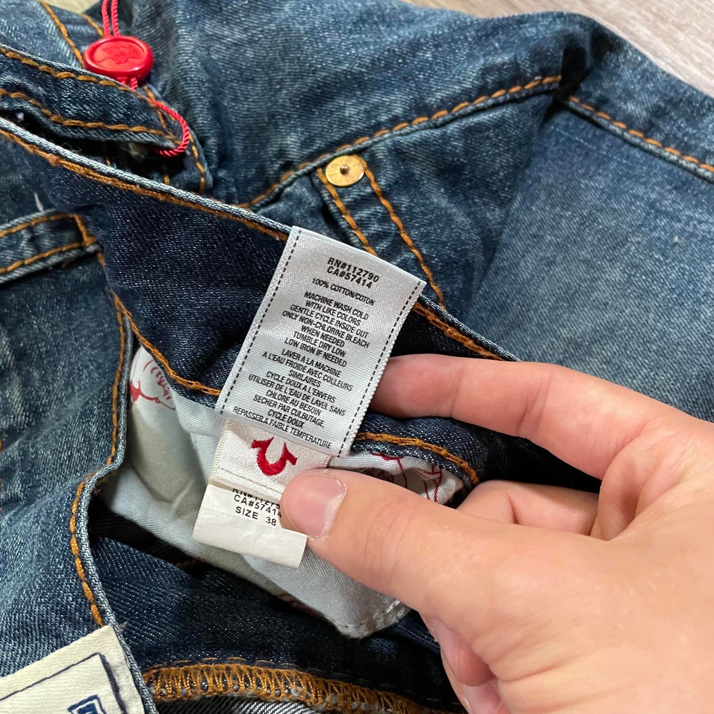 True Religion Straight Leg Jeans Brown Stitching W40 L33